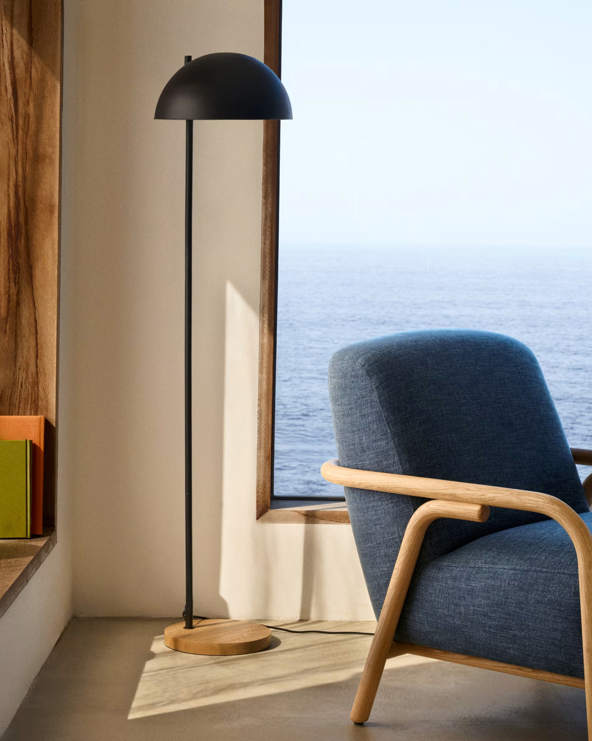 CATLAR floor lamp green with ash wood base