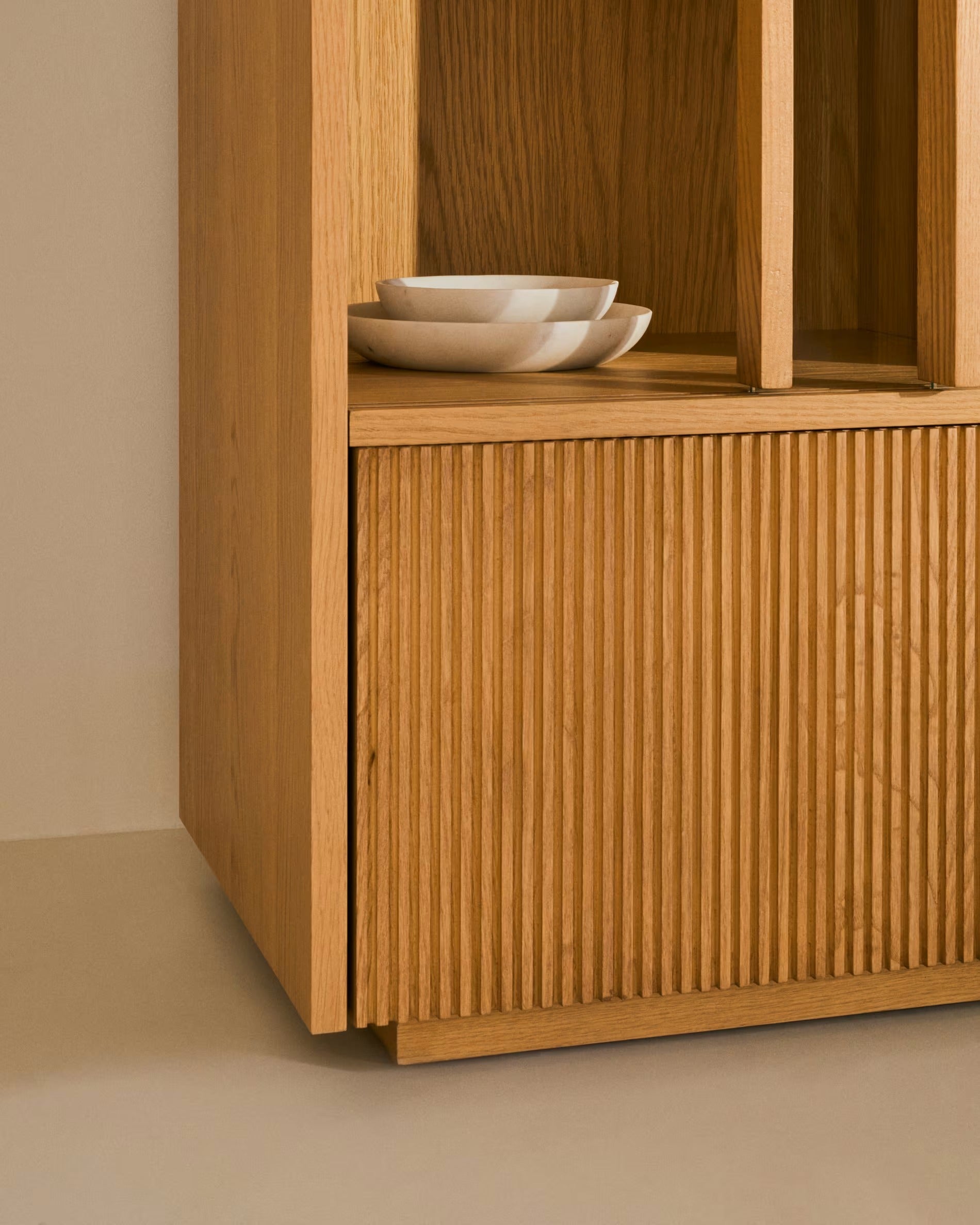 Helvine Oak Veneer Display Cabinet