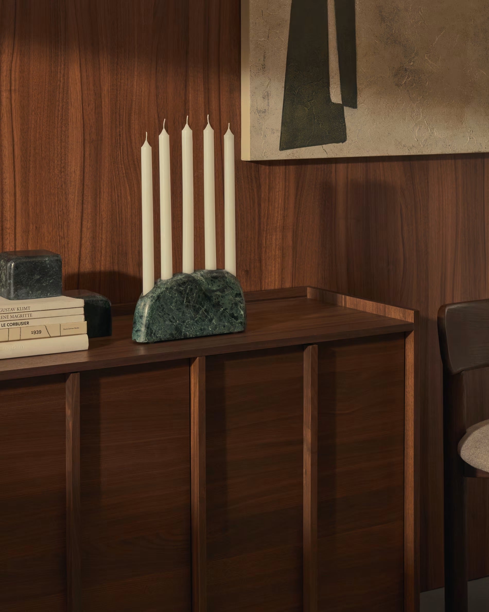 Kerzenhalter SIGNE grüner Marmor