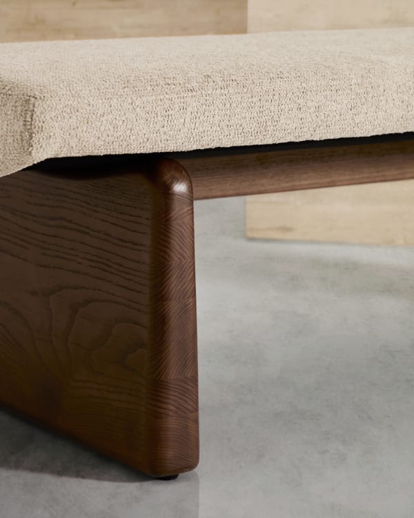 TOPAZ bench in beige chenille with a dark ash base