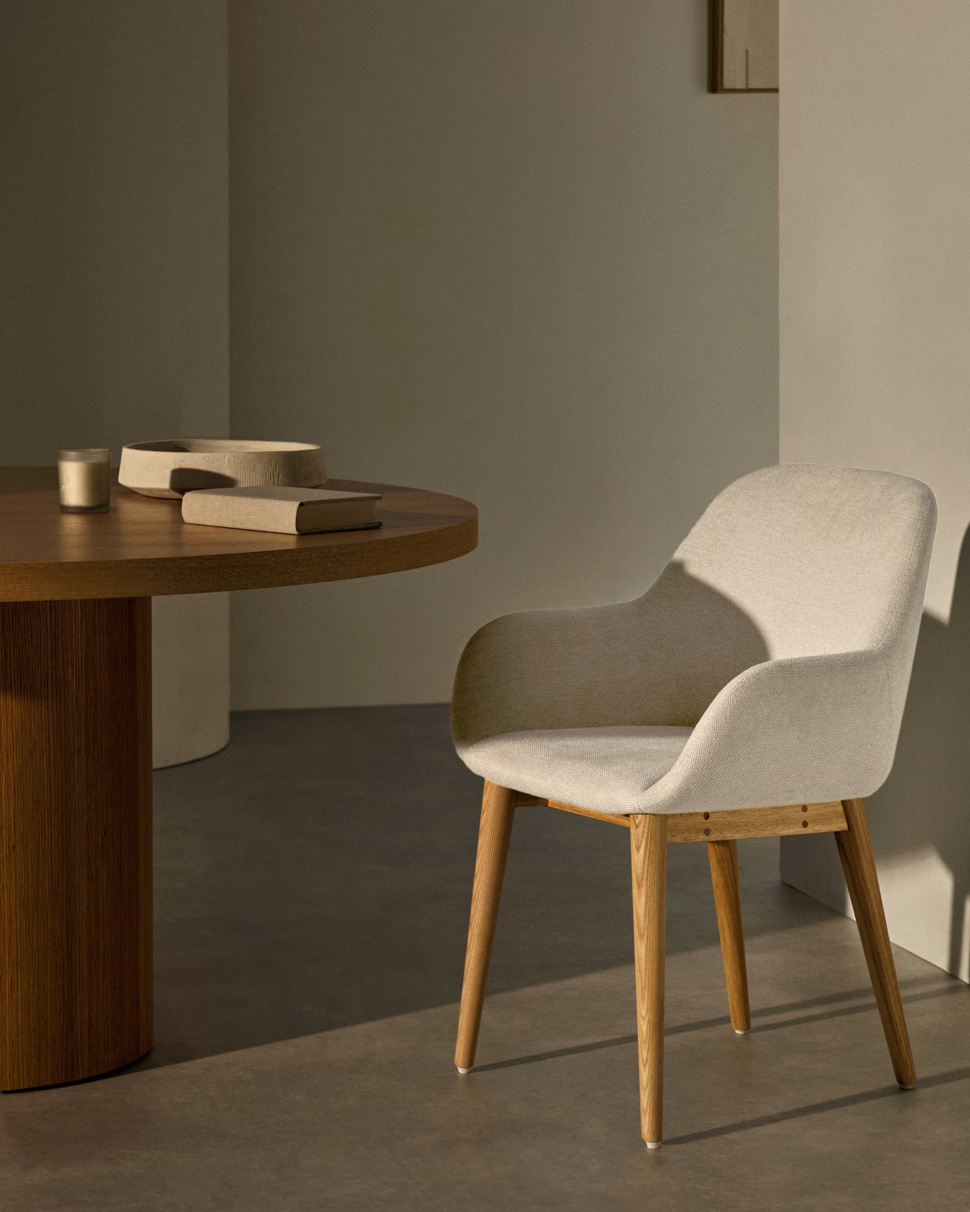 KONNA Chair in Beige Chenille with Ash Base