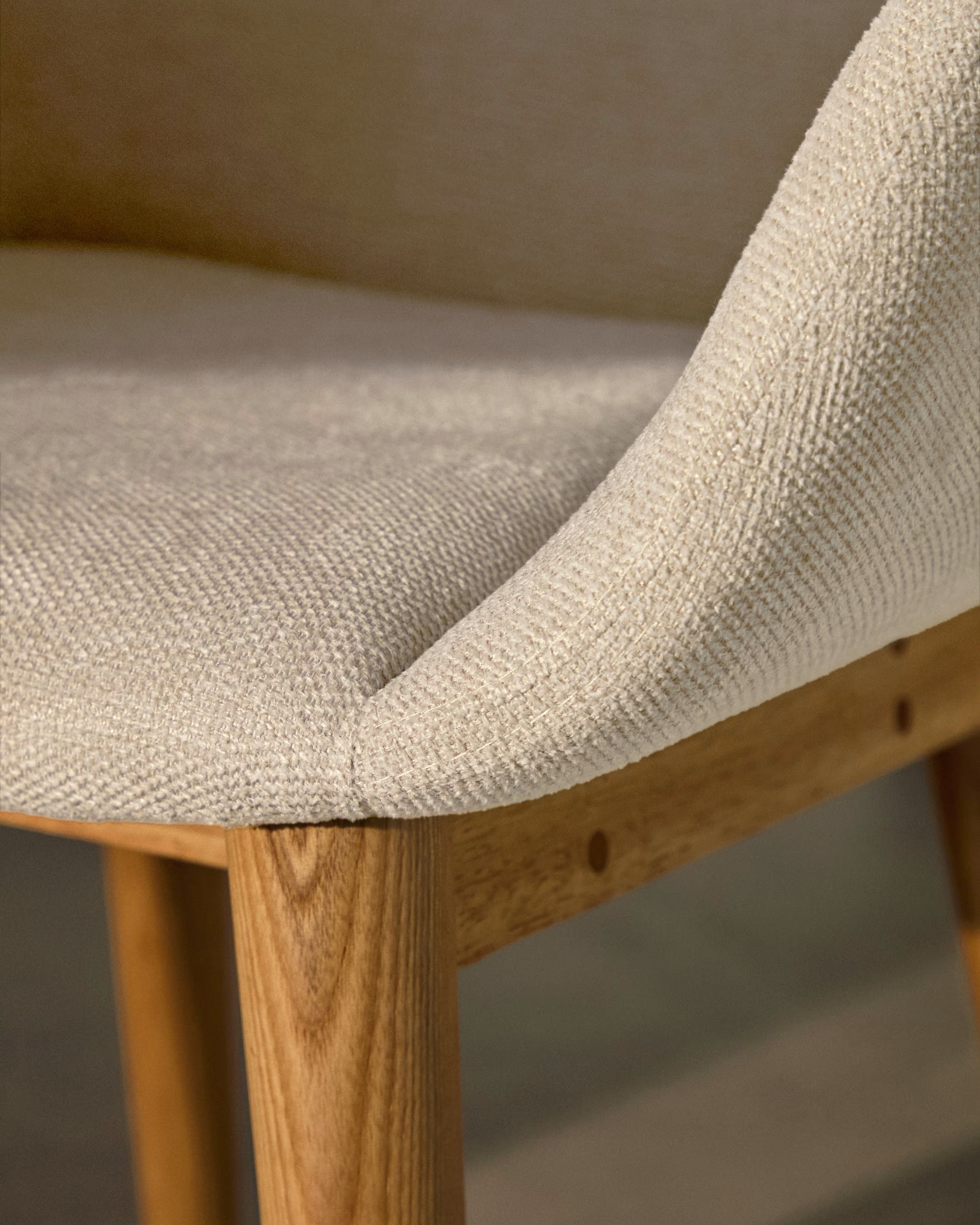 KONNA Chair in Beige Chenille with Ash Base