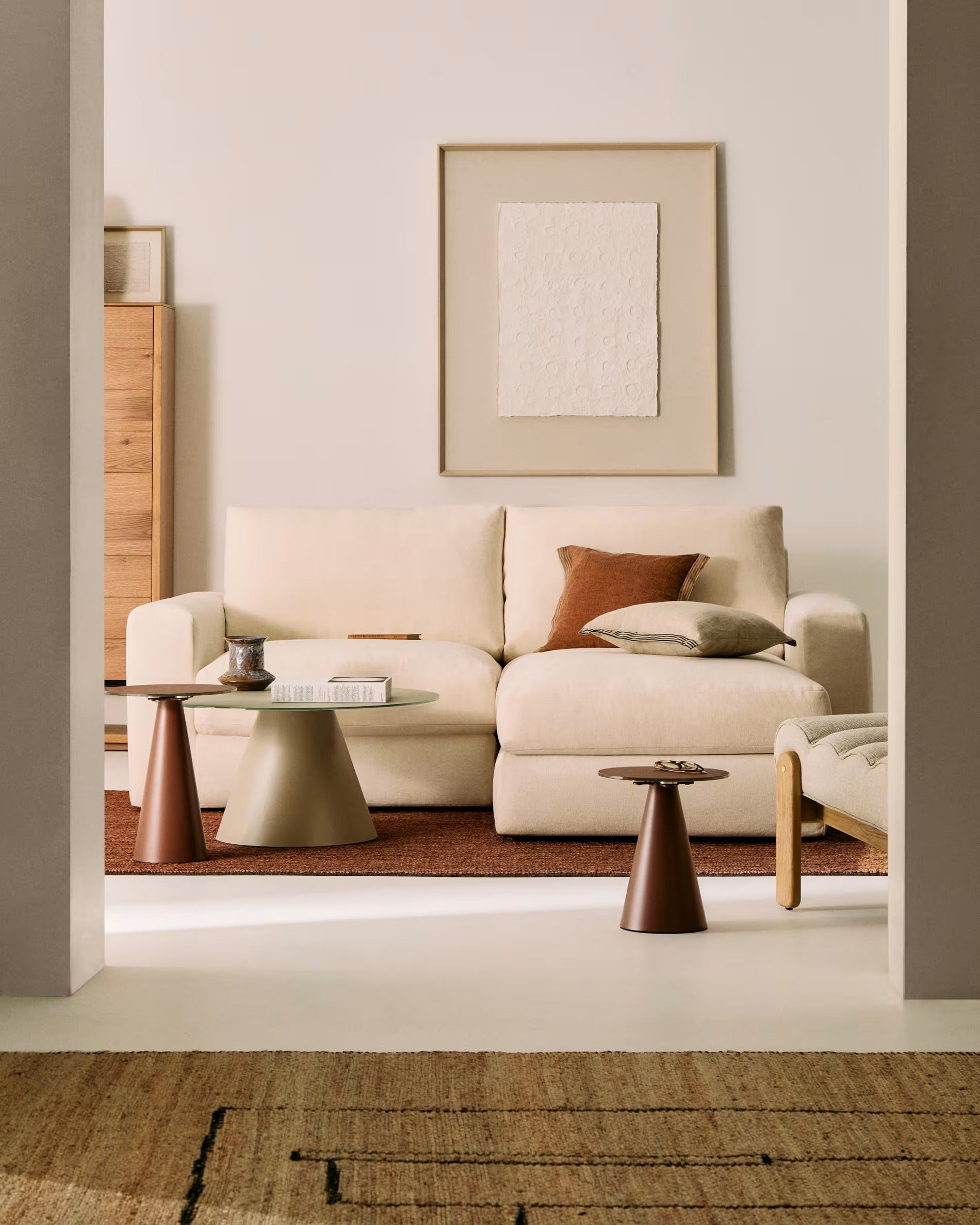 3-seater right-facing corner sofa ALEA ecru chenille