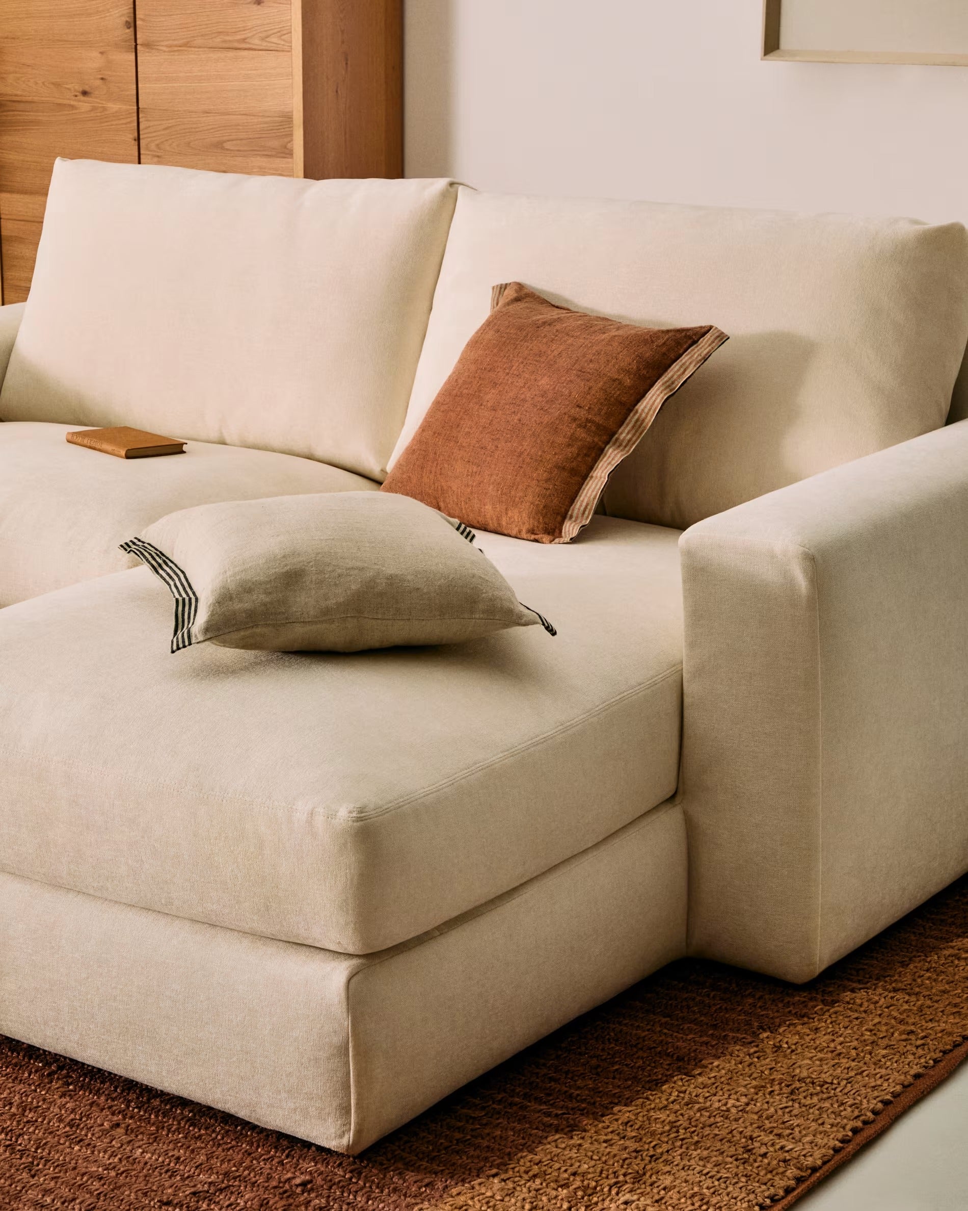 3-seater right-facing corner sofa ALEA ecru chenille