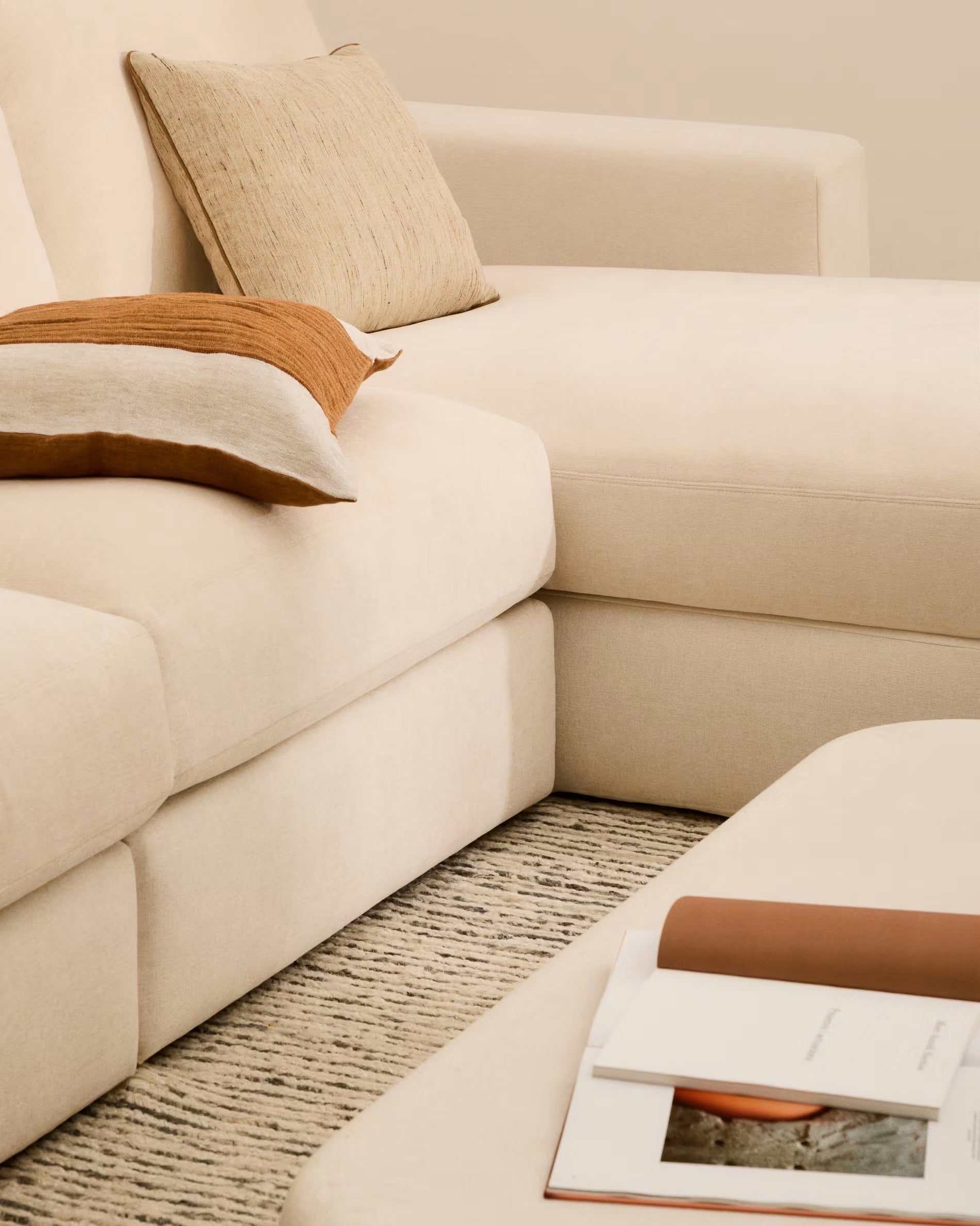 4-seater right-facing corner sofa ALEA ecru chenille