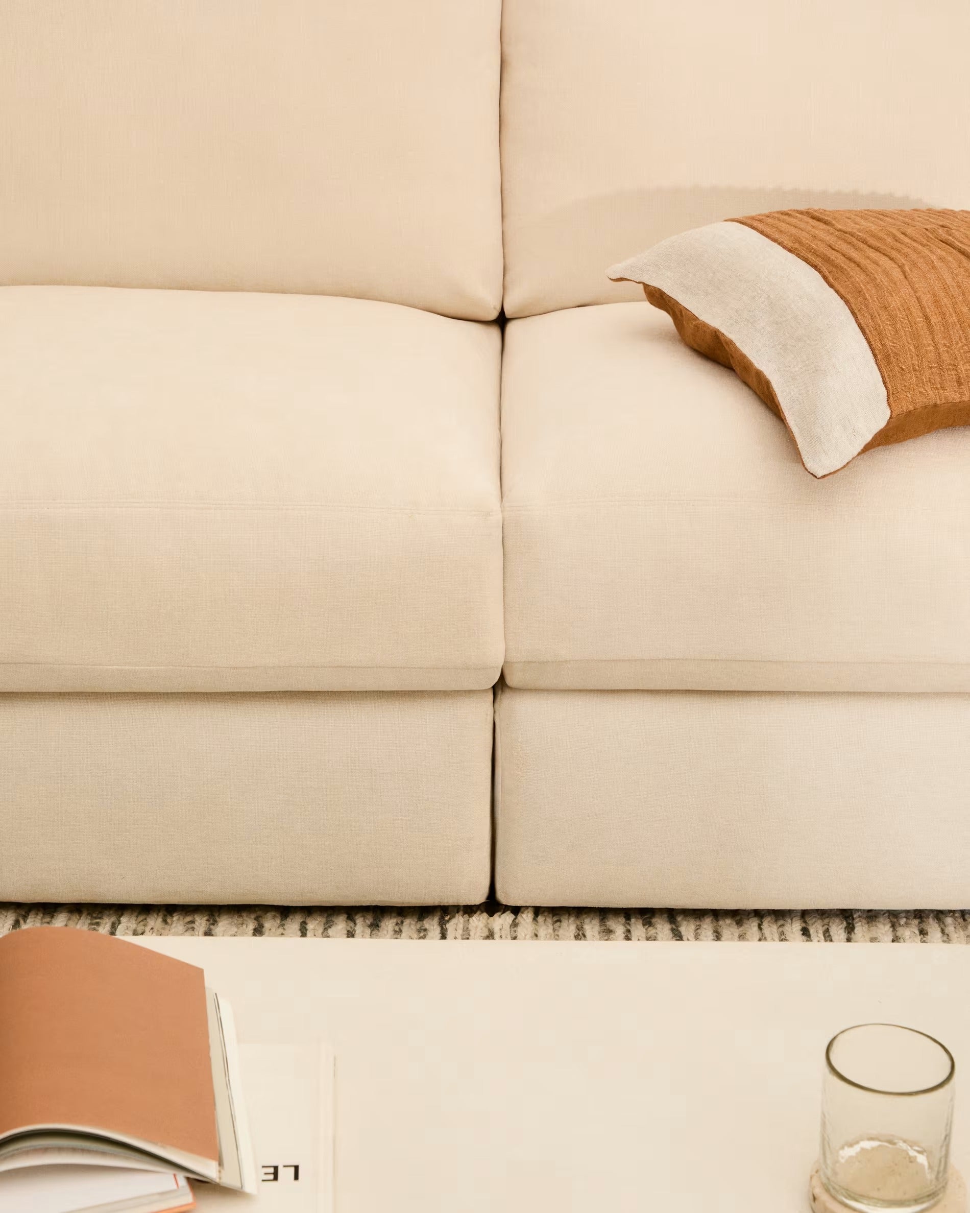4-seater right-facing corner sofa ALEA ecru chenille