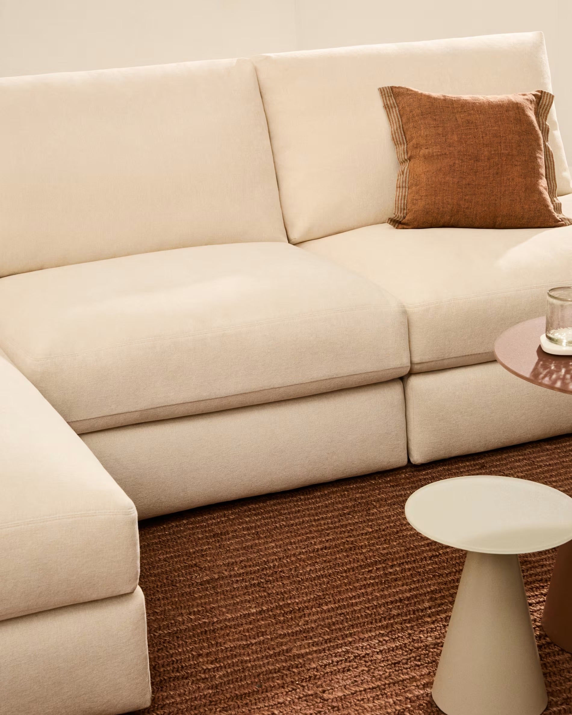 5-seater left-facing corner sofa ALEA ecru chenille