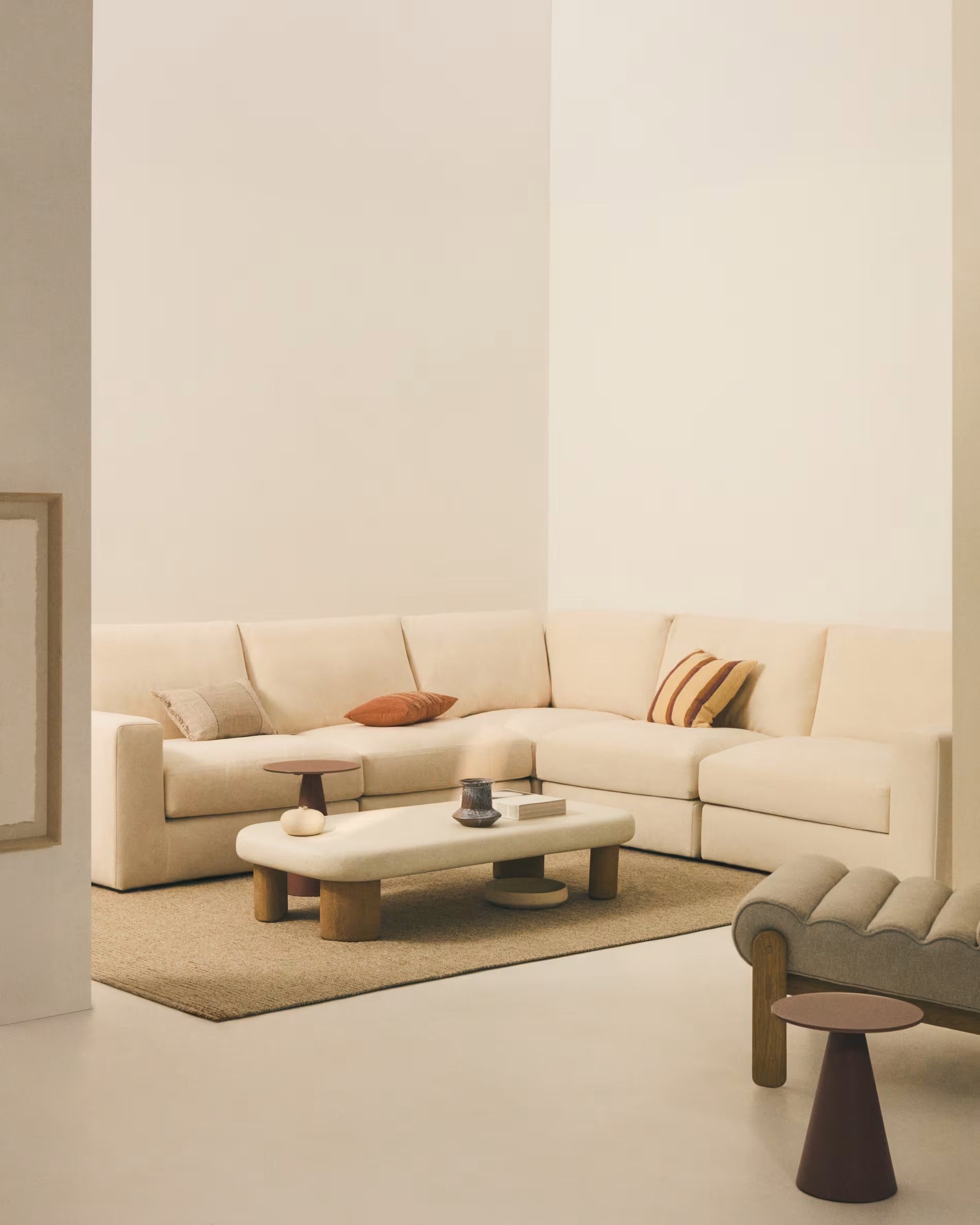 Alea ecru chenille corner sofa