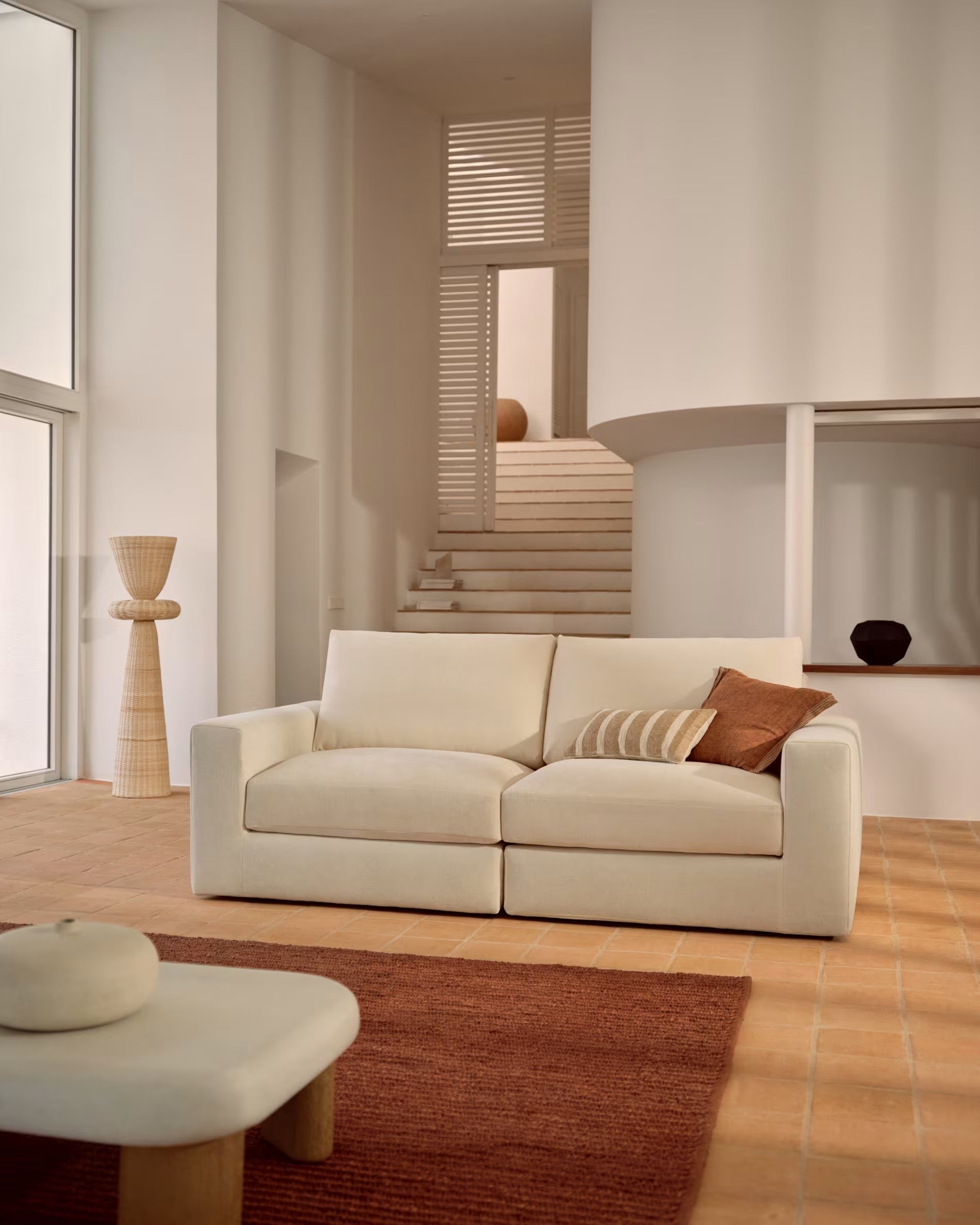3-seater sofa ALEA ecru chenille