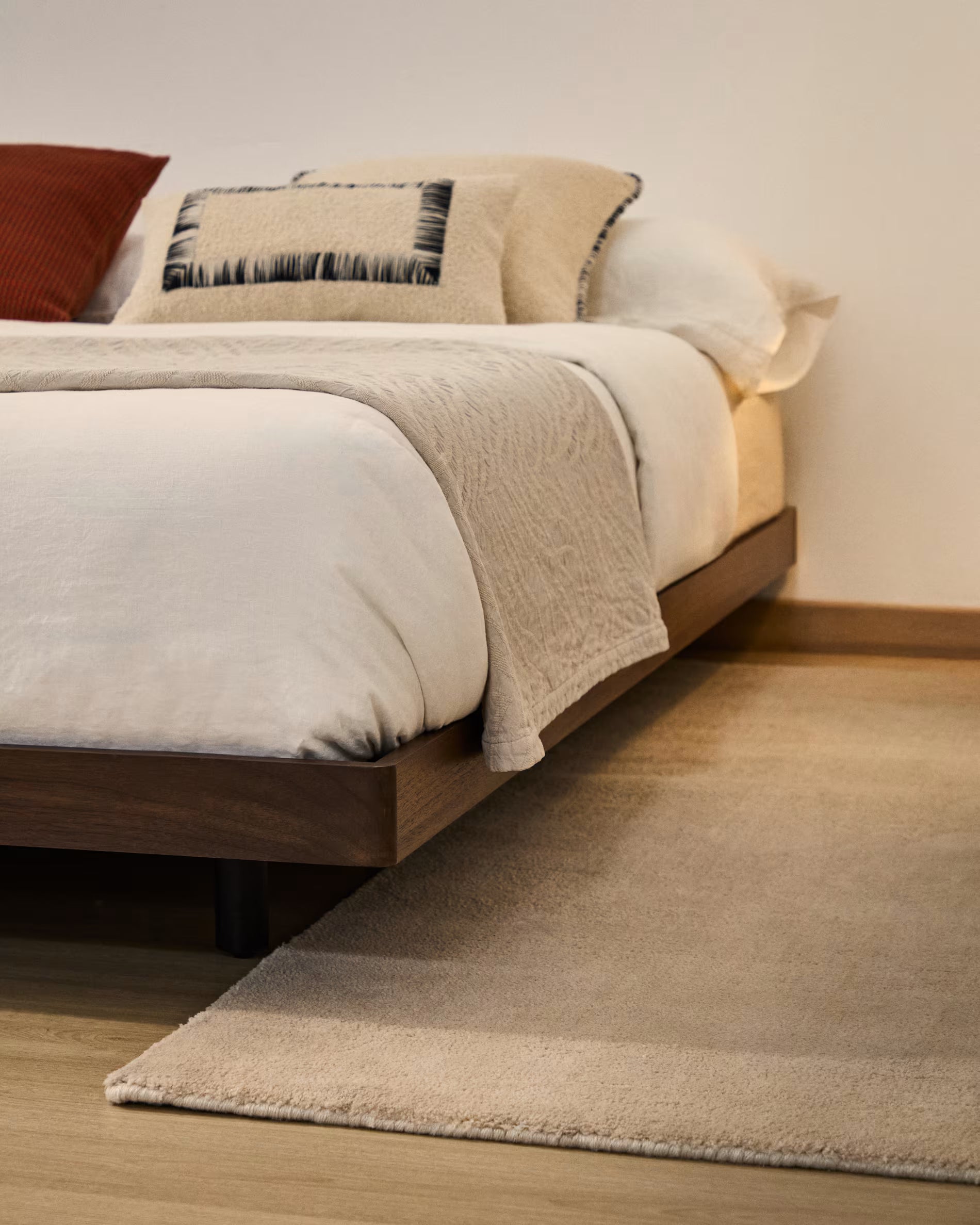 NORLEN bed base dark brown walnut veneer