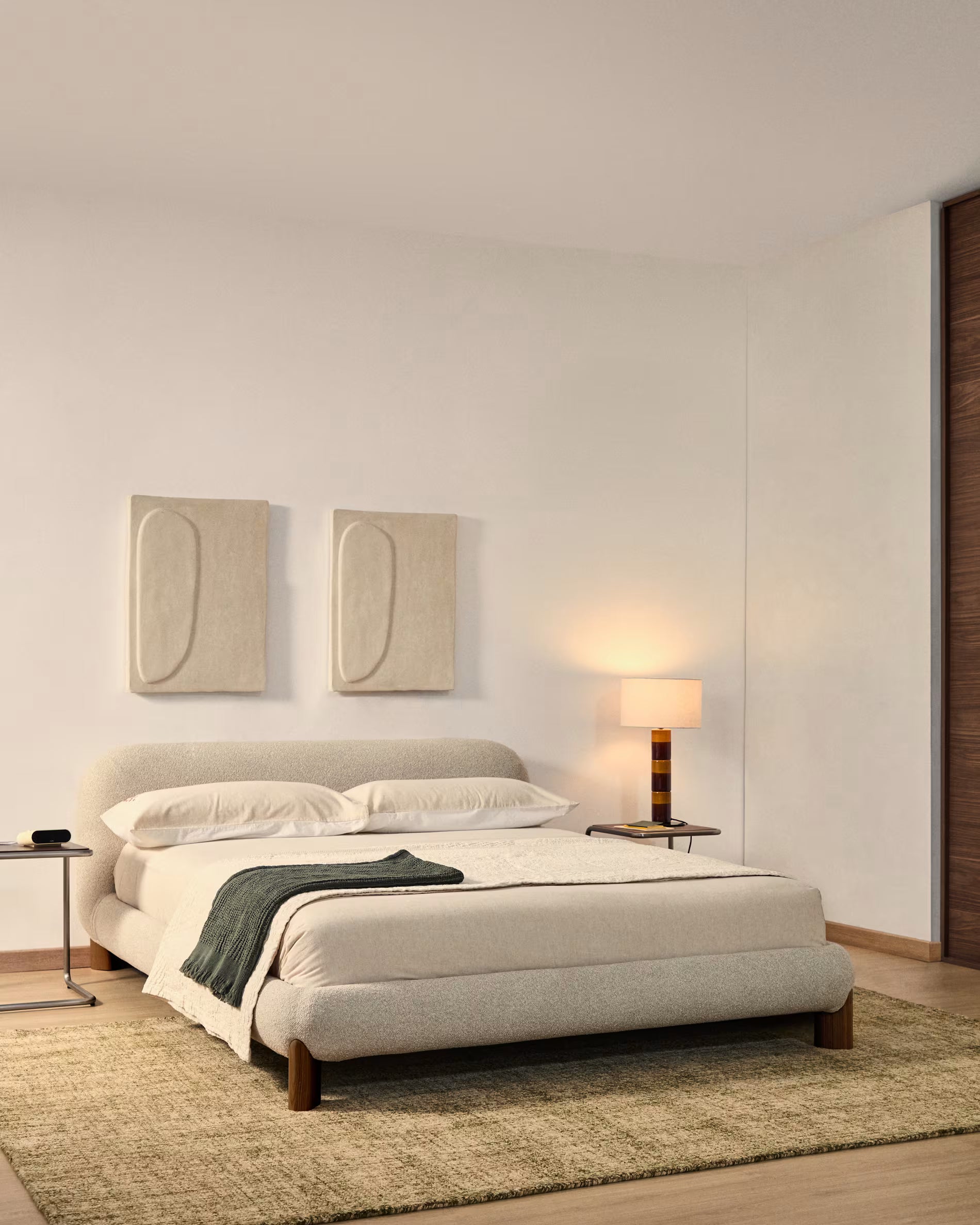 ODINA bed ecru with dark brown ash base
