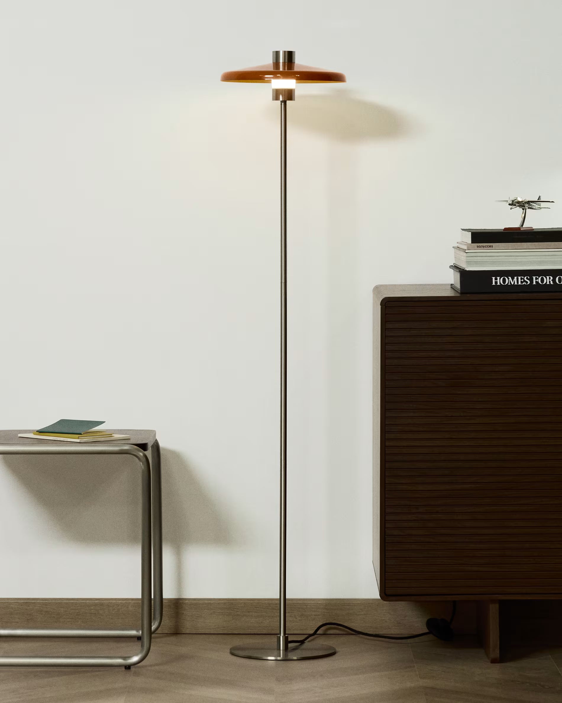 NUVIRA Floor Lamp Orange with Silver Base