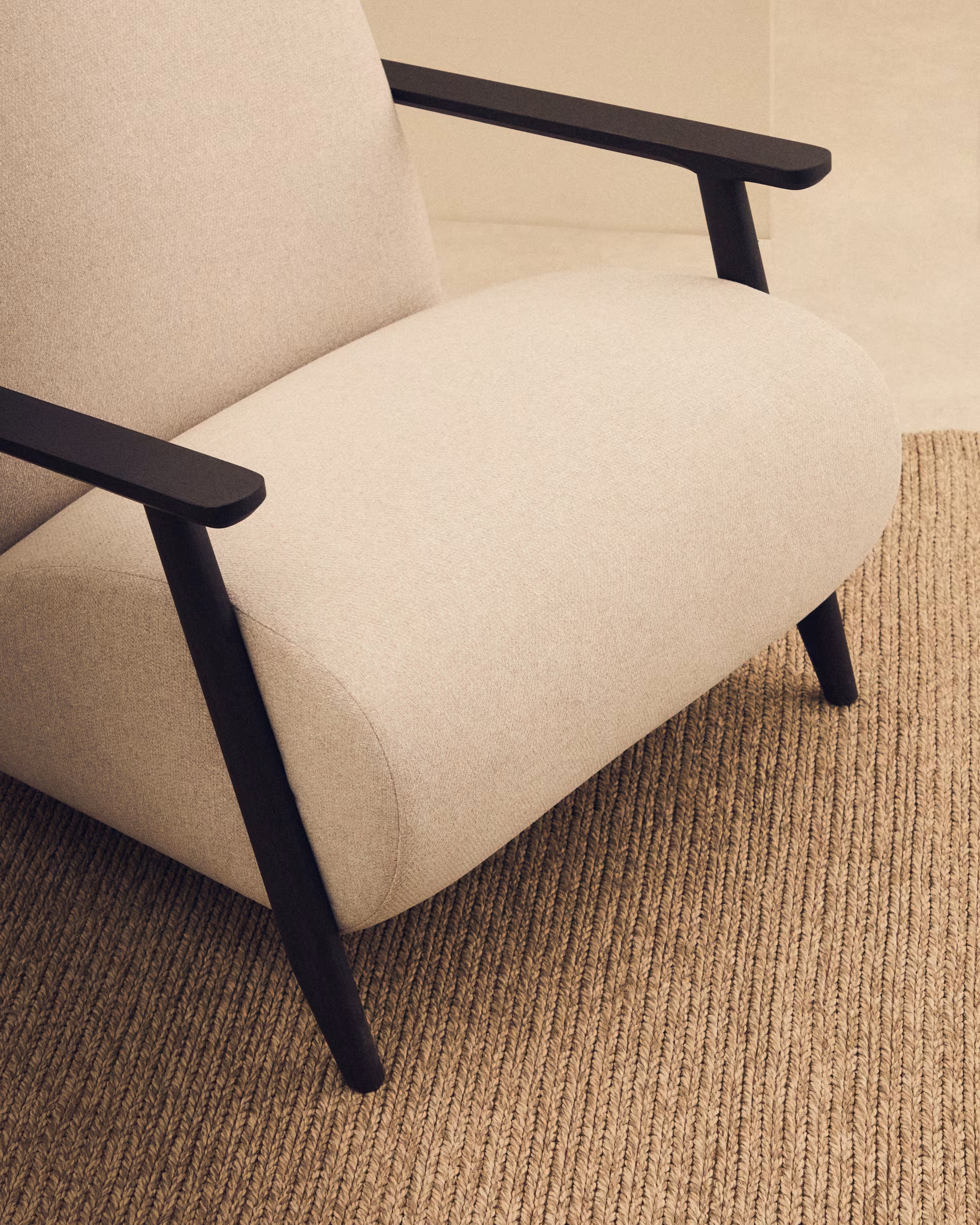 MEGHAN cream armchair with black base