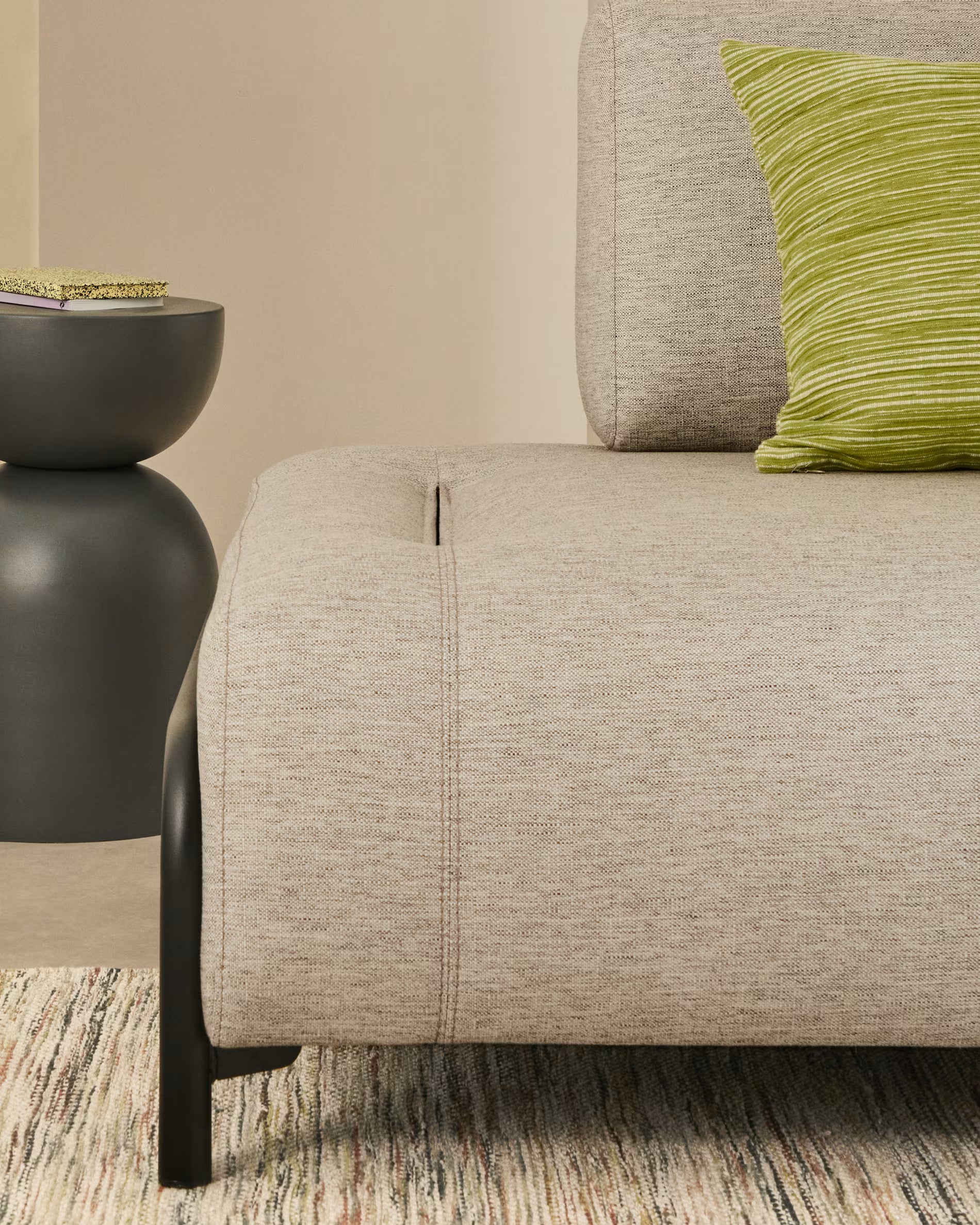 Modularsofa für 2 Personen COMPO grau-beige mit schwarzem Gestell