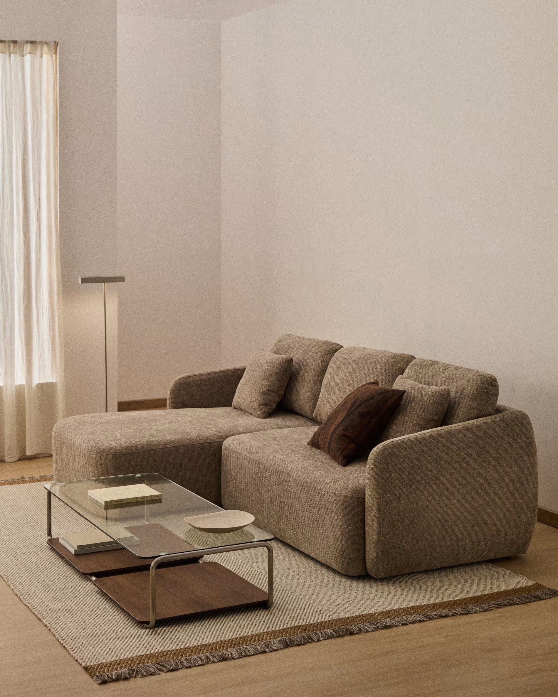 Linksseitiges 3-Sitzer-Sofa mit Schlaffunktion LAIRA taupe