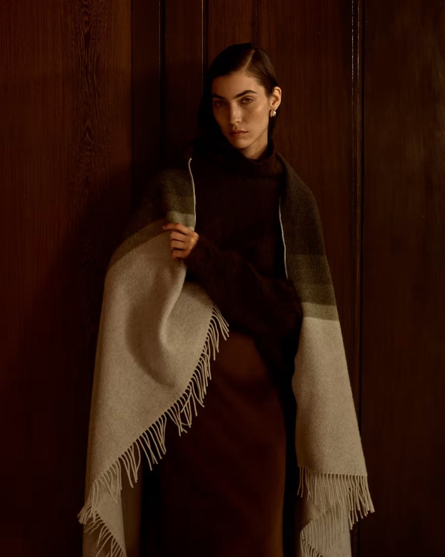 Wolle Koc VORENI beige mit grünem