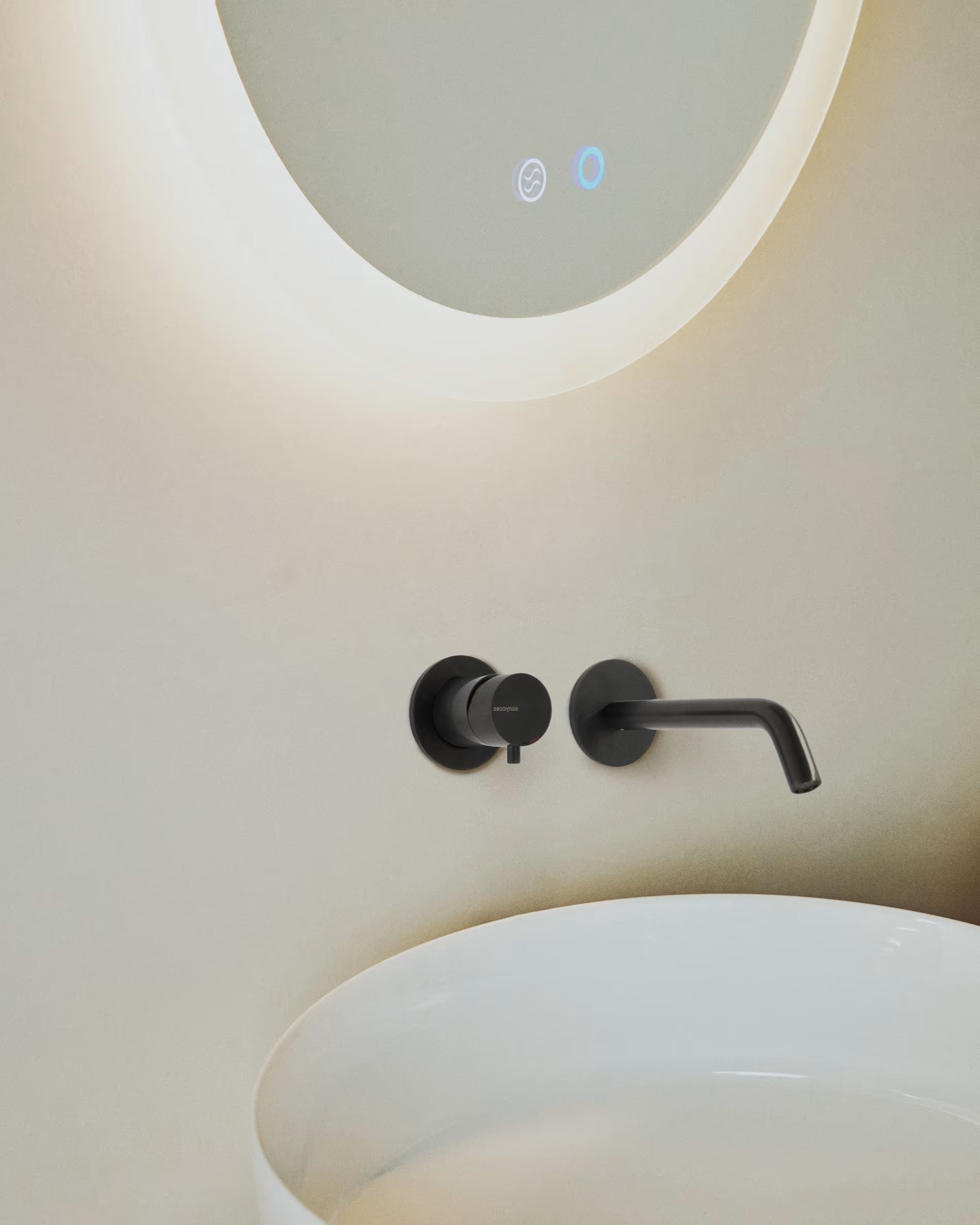 Oval illuminated bathroom mirror MERVI white