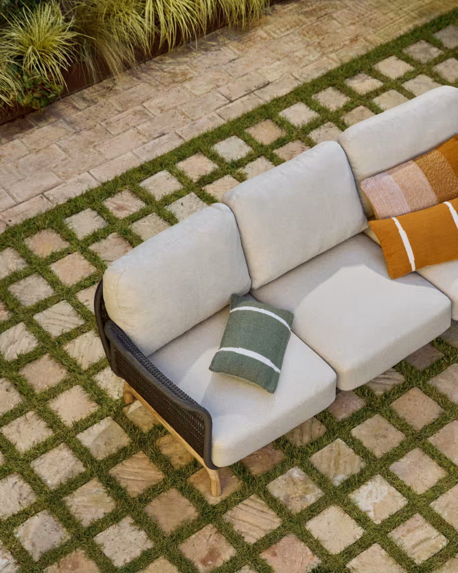 ALIPA Black and Beige 3-Seater Garden Sofa