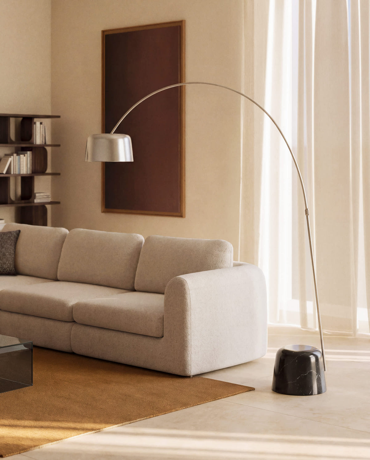 Lampa podłogowa ARNOLIA szczotkowana stal i czarny marmur – ujęcie 2