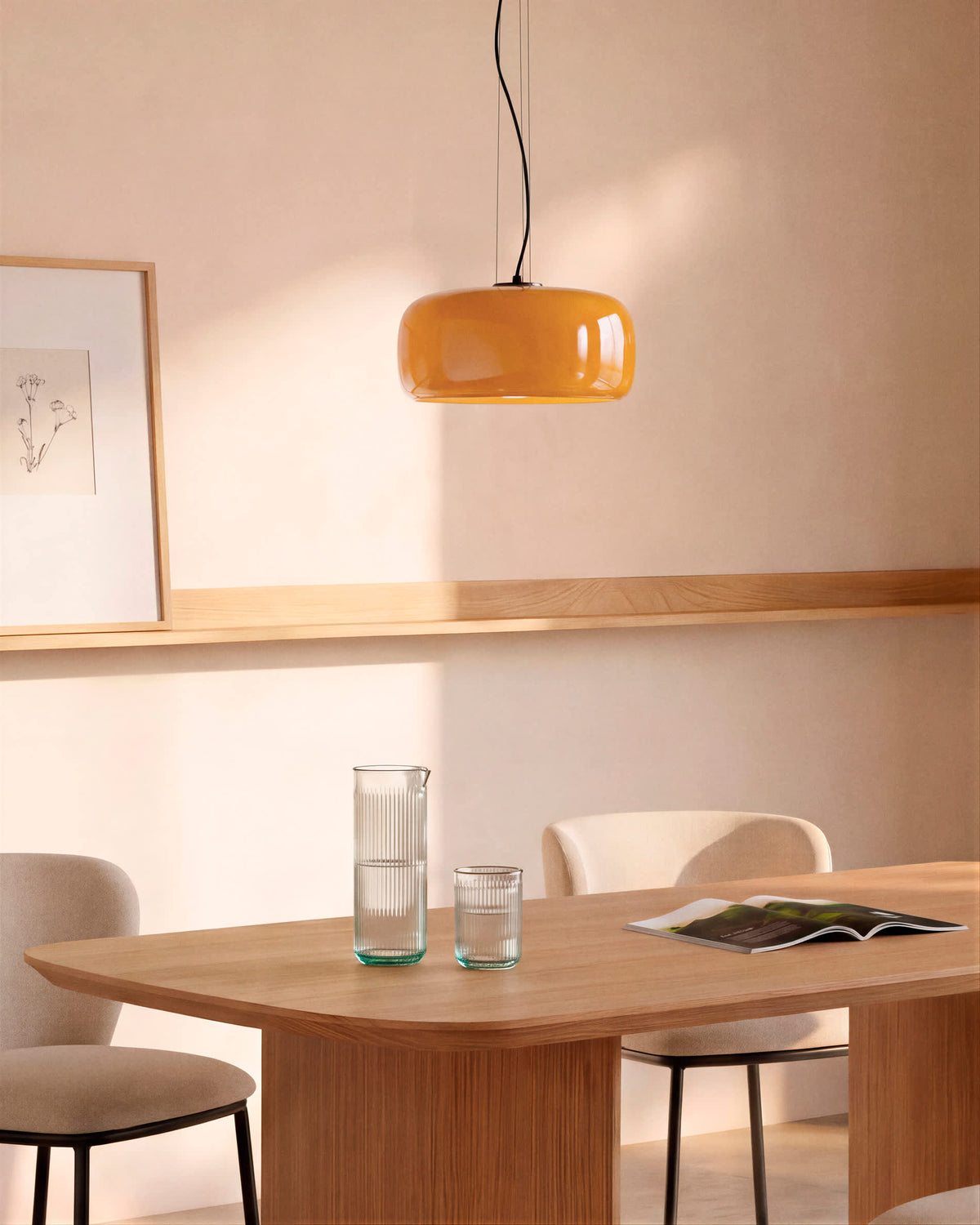 Lampa wisząca REIG pomarańczowe szkło – ujęcie 2
