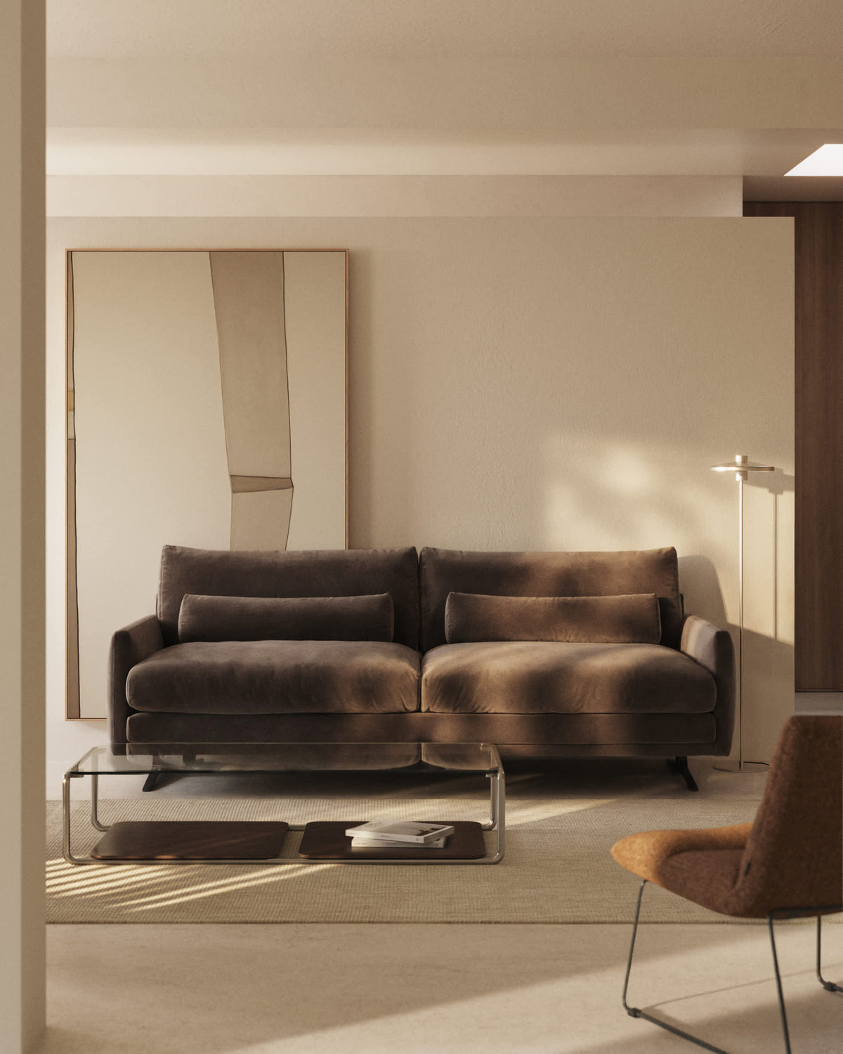 Sofa 4-osobowa VELIRO czekoladowy aksamit – ujęcie 2