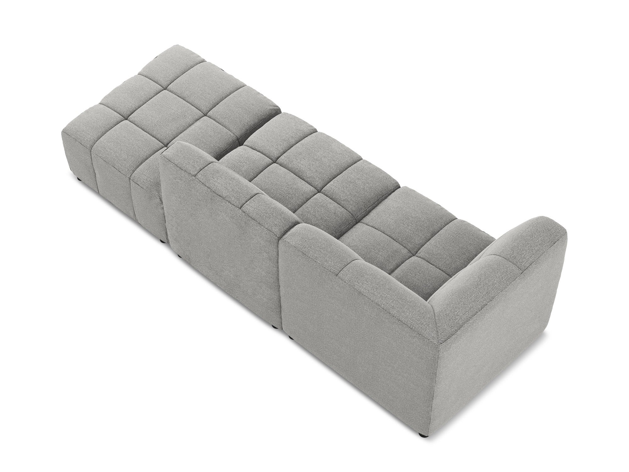Left-facing open modular sofa ALOHA light gray boucle 3-seater