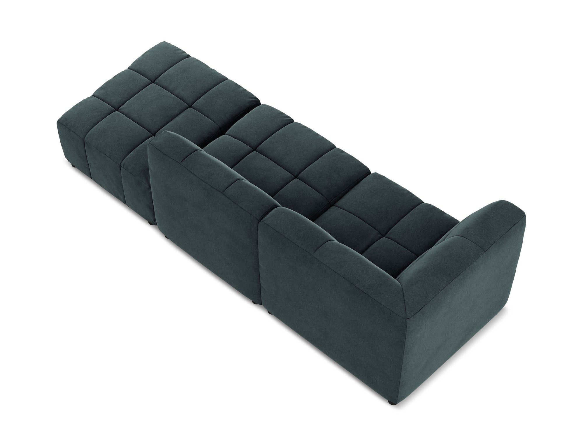Left-facing open velvet modular sofa for 3 people ALOHA in teal