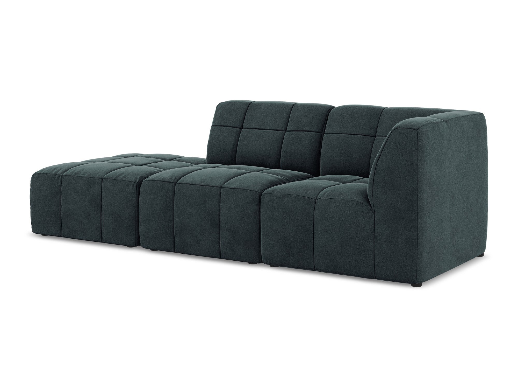 Aloha Sea Green Right-Arm Open Modular Velvet Sofa for 3 People