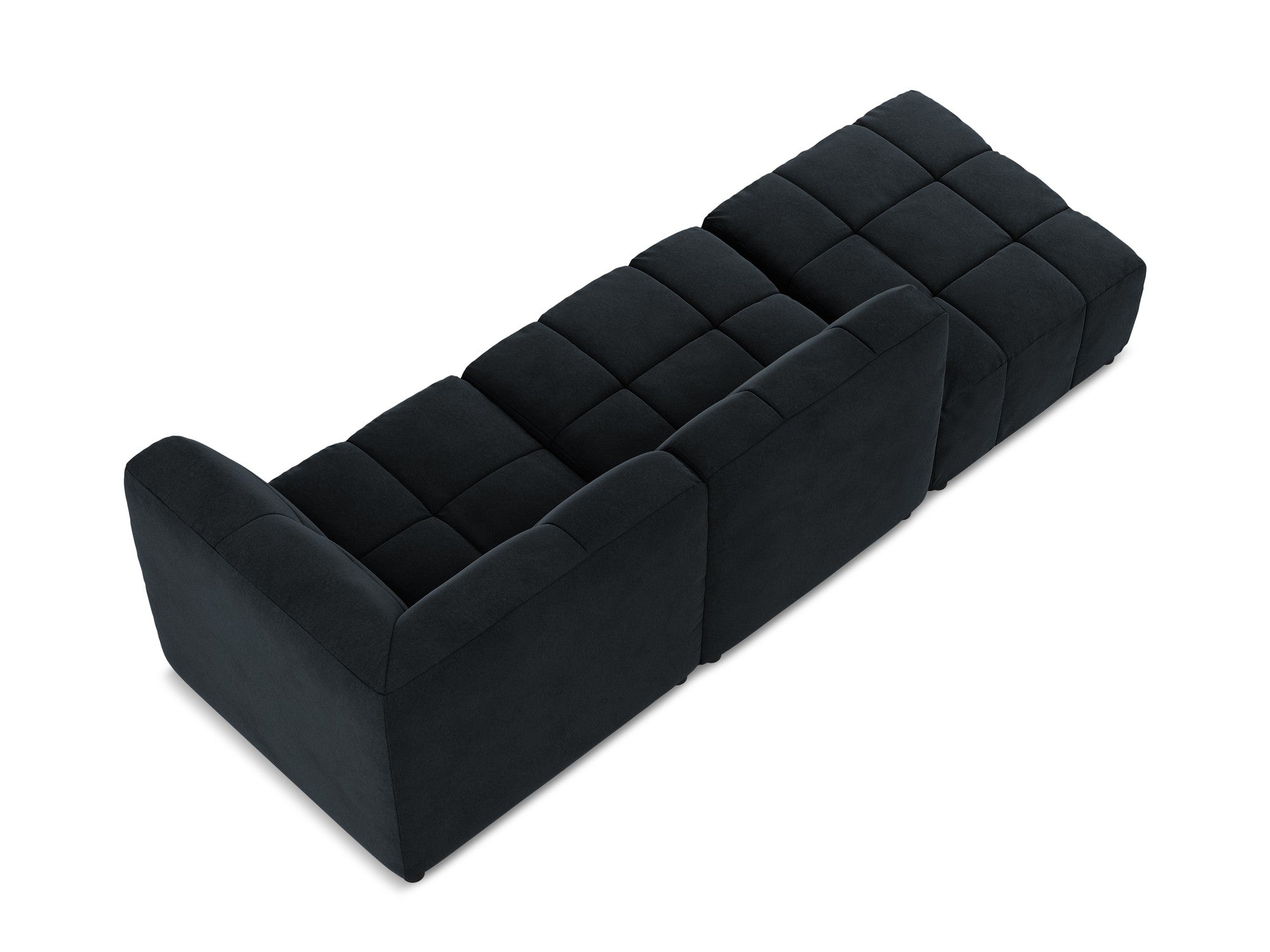 Right-facing open velvet modular sofa for 3 people ALOHA in royal blue