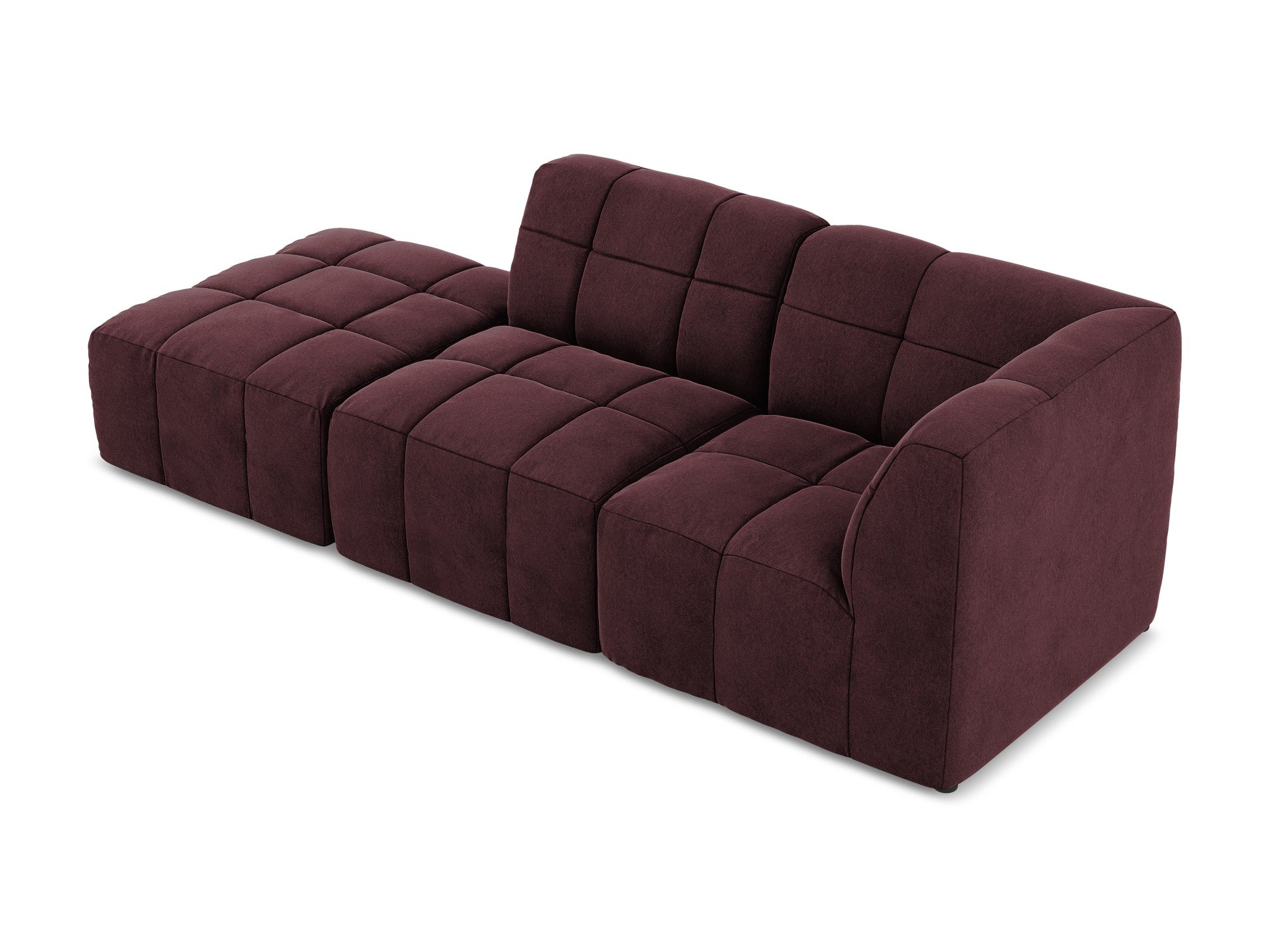Burgundy Right-Open 3-Seater Velvet Modular Sofa ALOHA