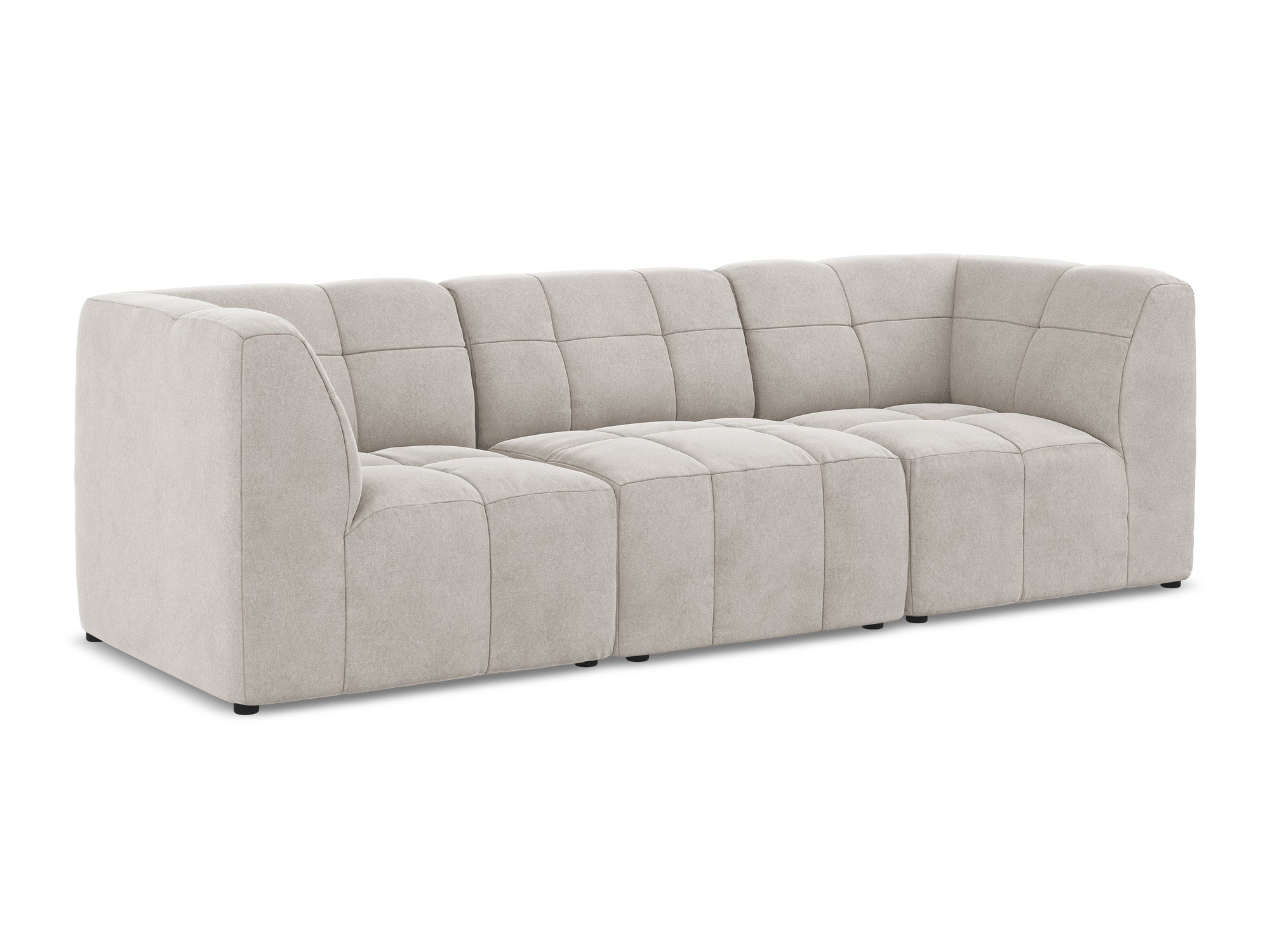 Modular Velvet Sofa for 3 People ALOHA Light Beige