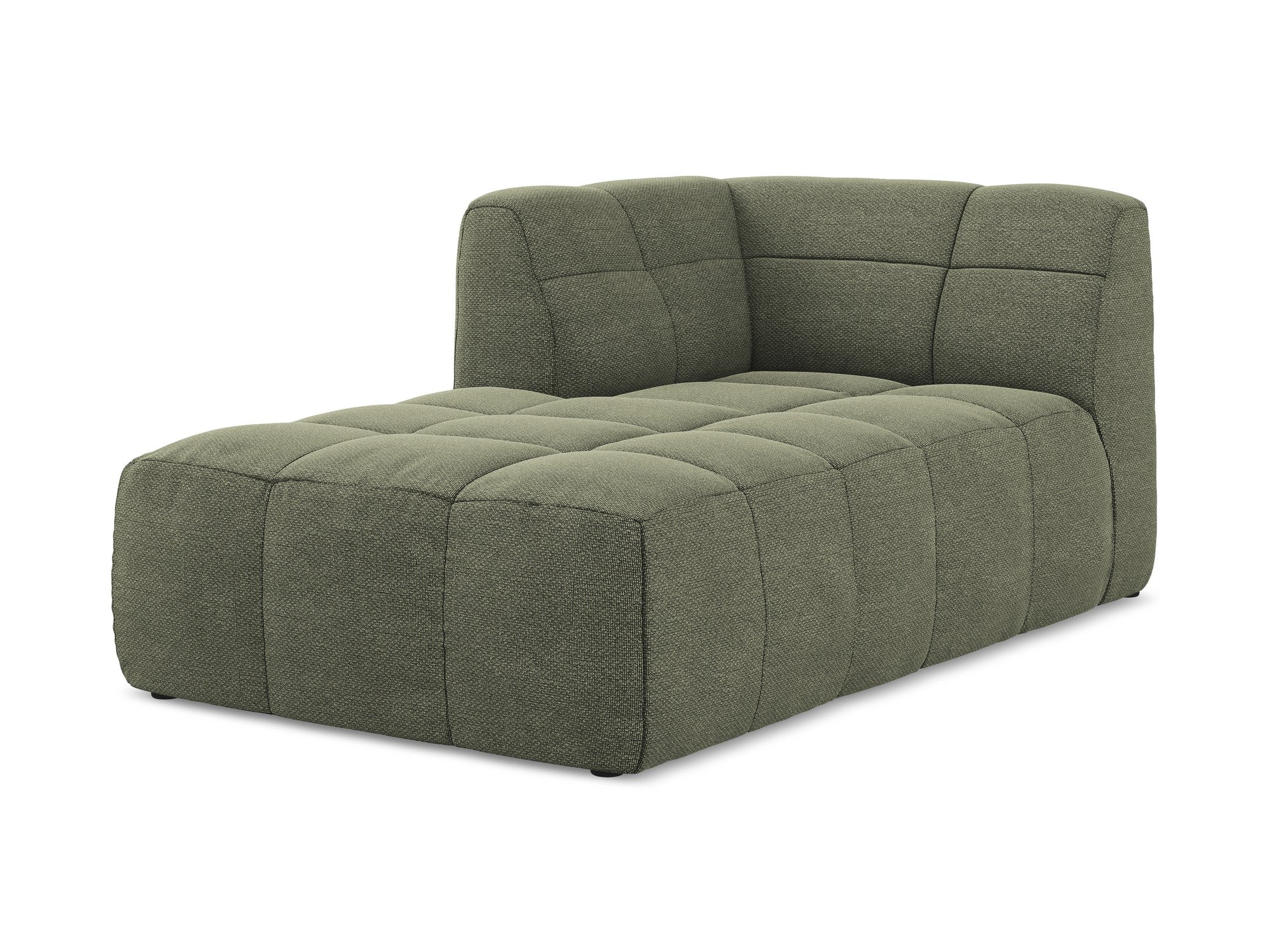 Left-facing ALOHA olive boucle chaise longue
