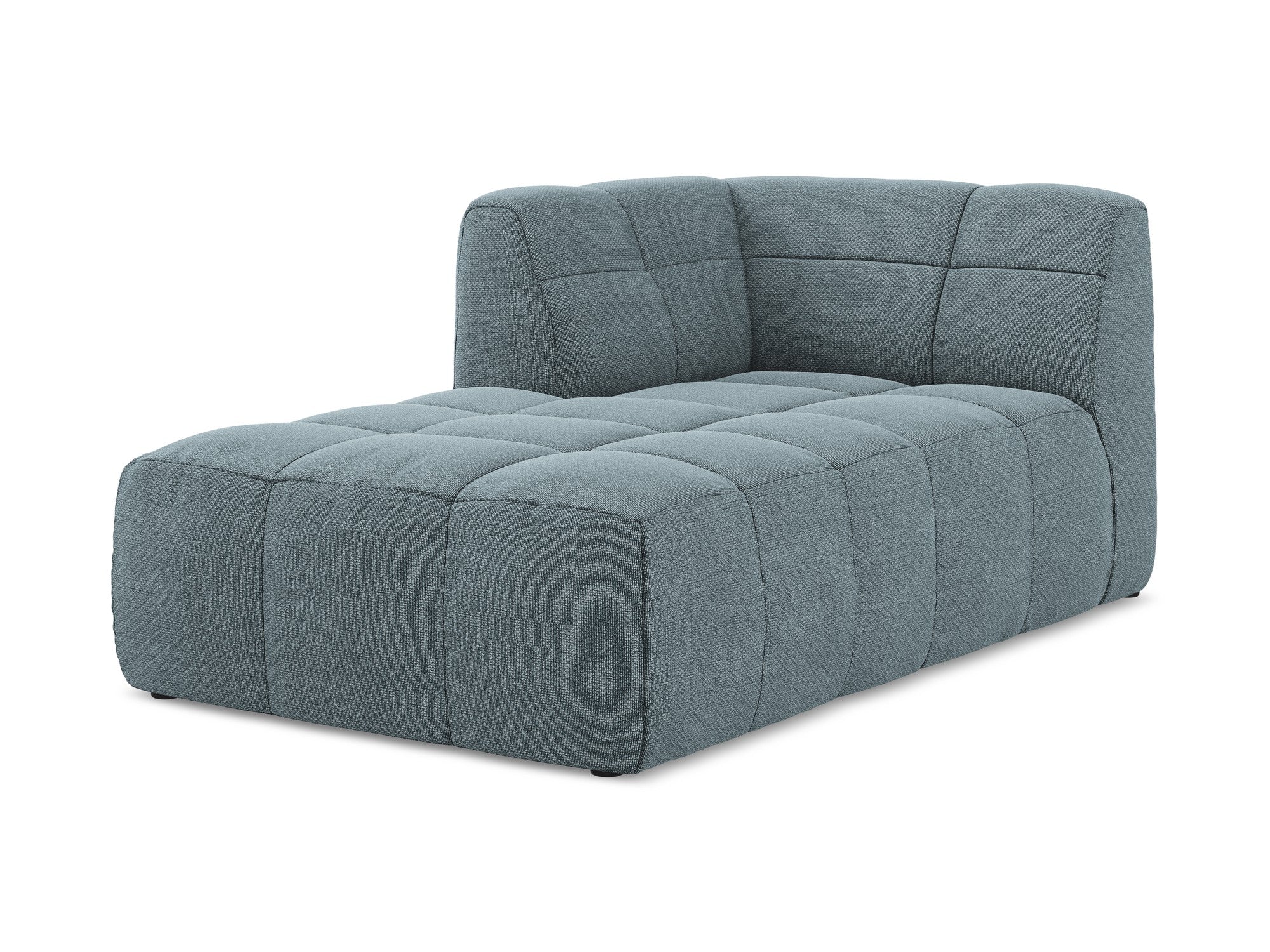 Left-facing ALOHA denim blue boucle chaise longue