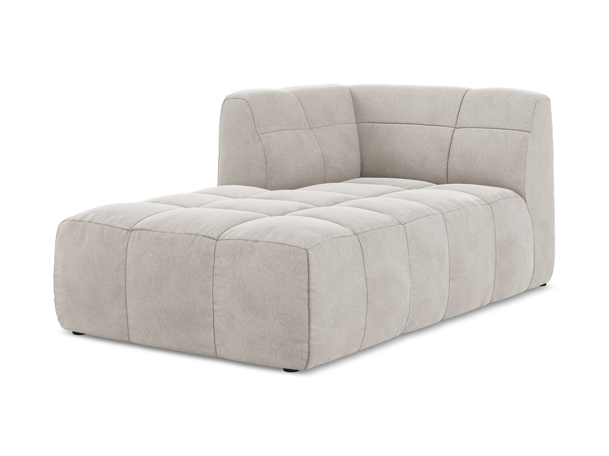 Left-facing velvet chaise lounge ALOHA light beige