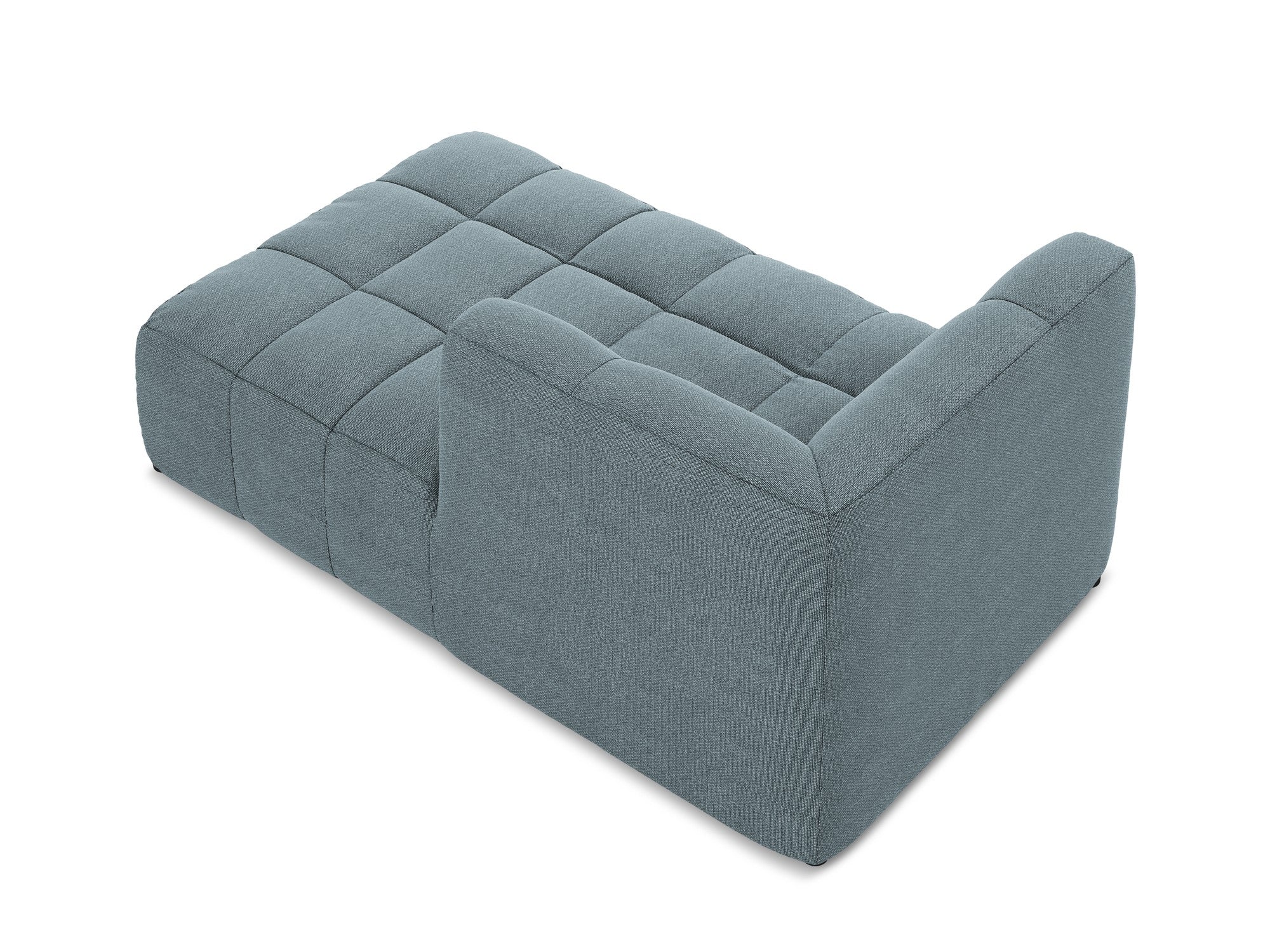 Right-facing ALOHA chaise lounge in blue denim boucle