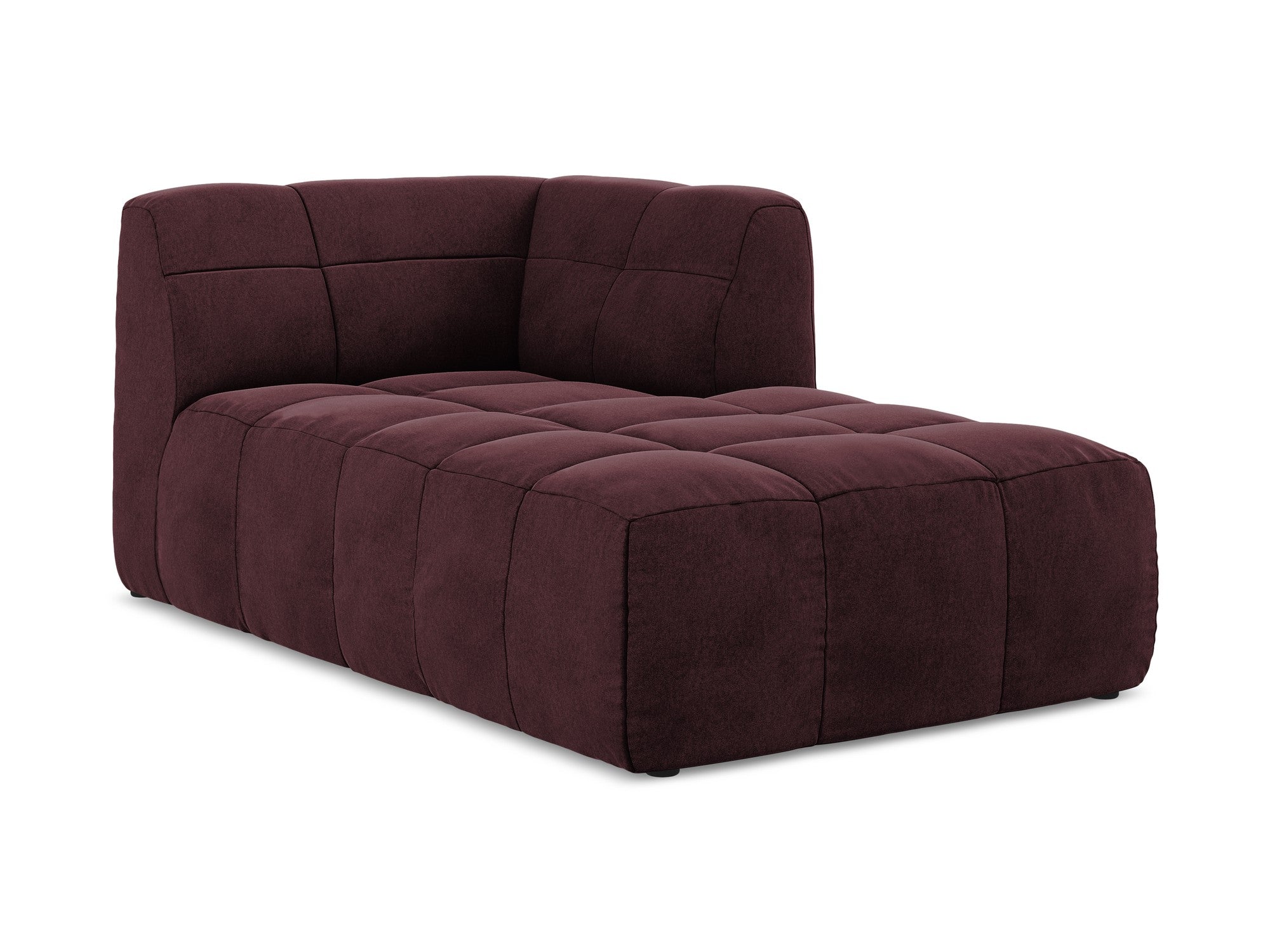Right-facing velvet chaise lounge ALOHA in burgundy