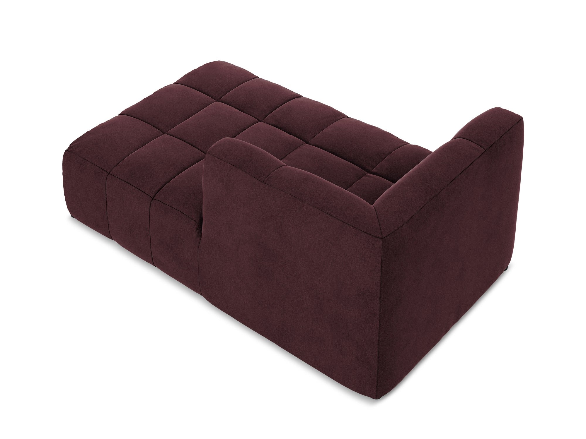 Right-facing velvet chaise lounge ALOHA in burgundy