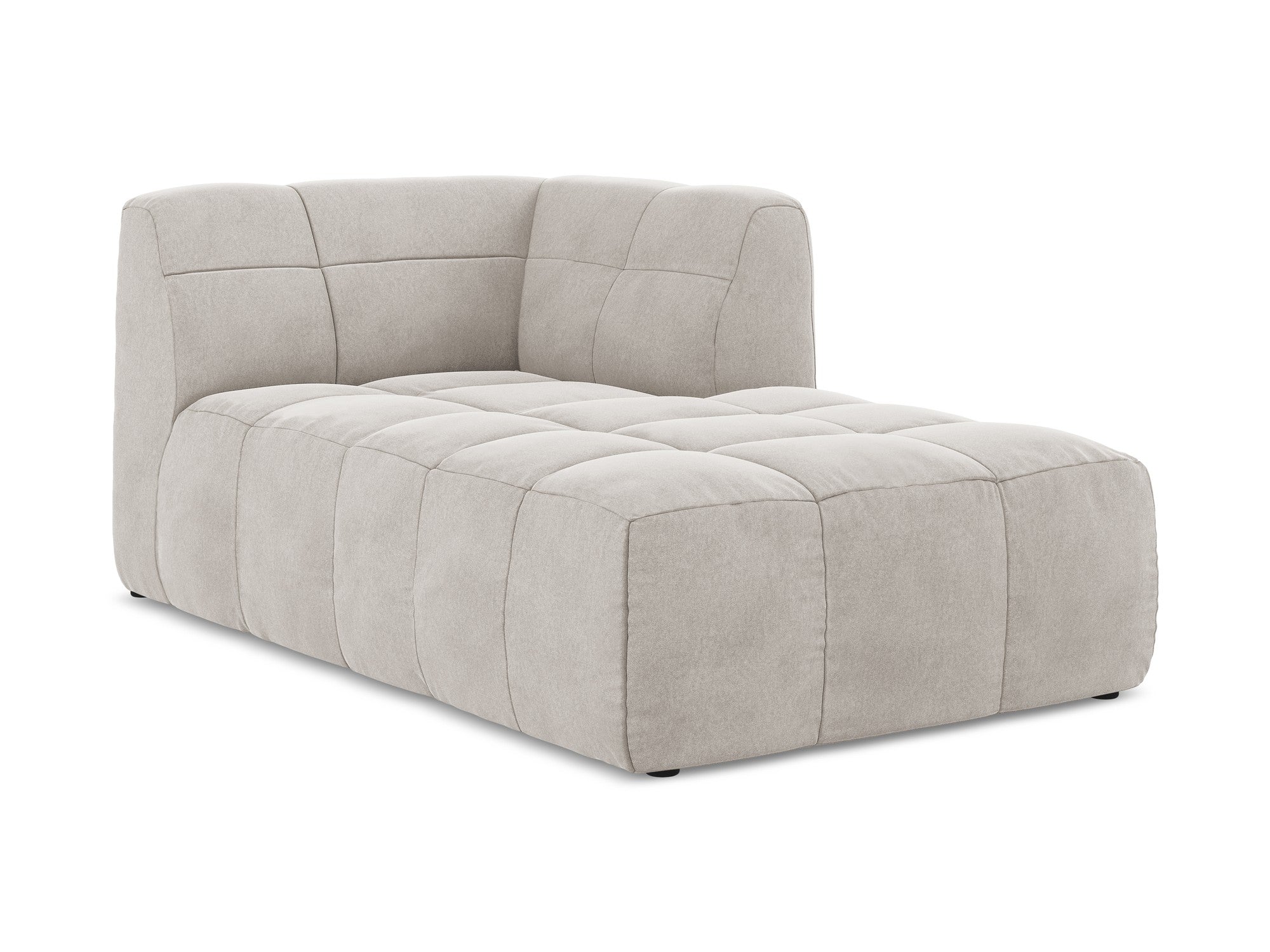 Right-facing velvet chaise lounge ALOHA light beige