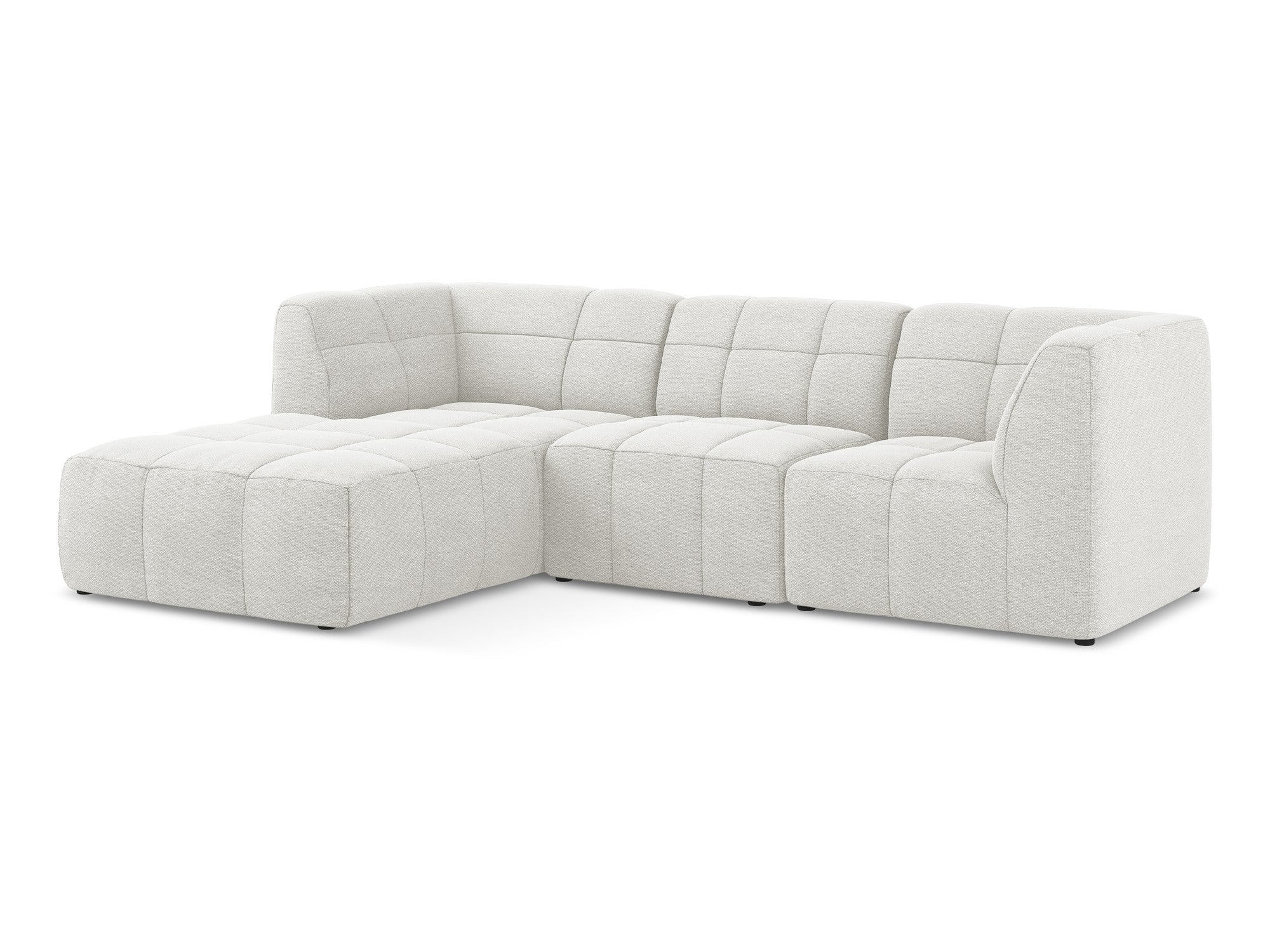 Left-facing modular sofa ALOHA in white boucle, 3-seater