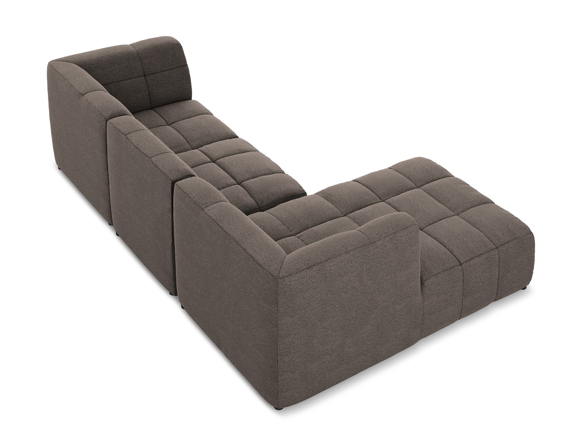 Left-facing modular sofa ALOHA in chocolate boucle, 3-seater
