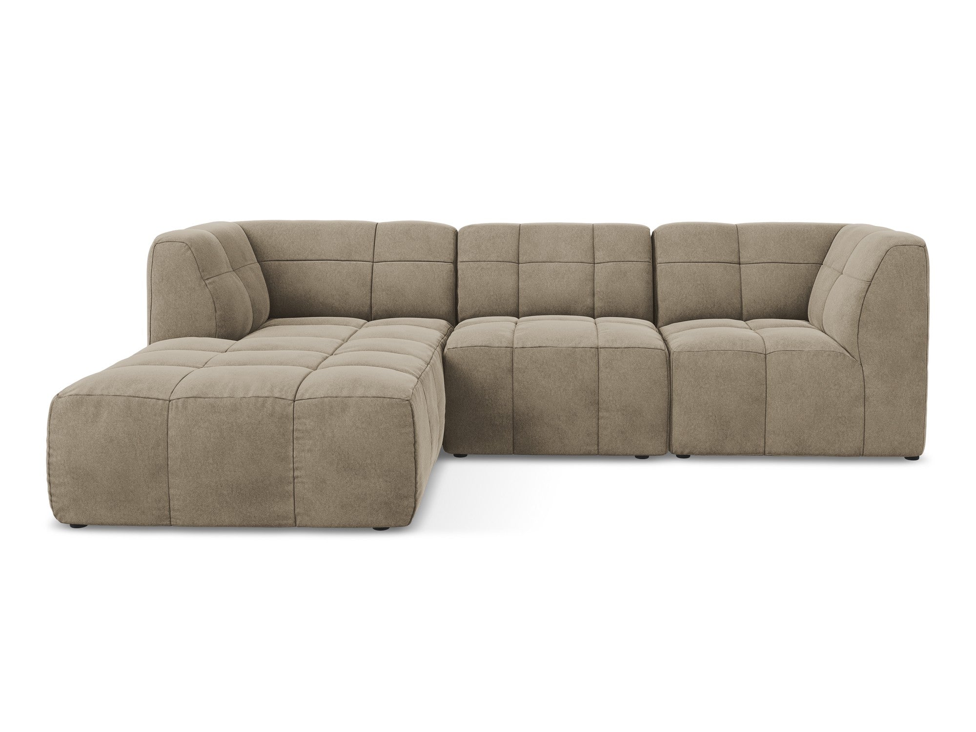 Left-facing velvet modular sofa for 3 people ALOHA beige