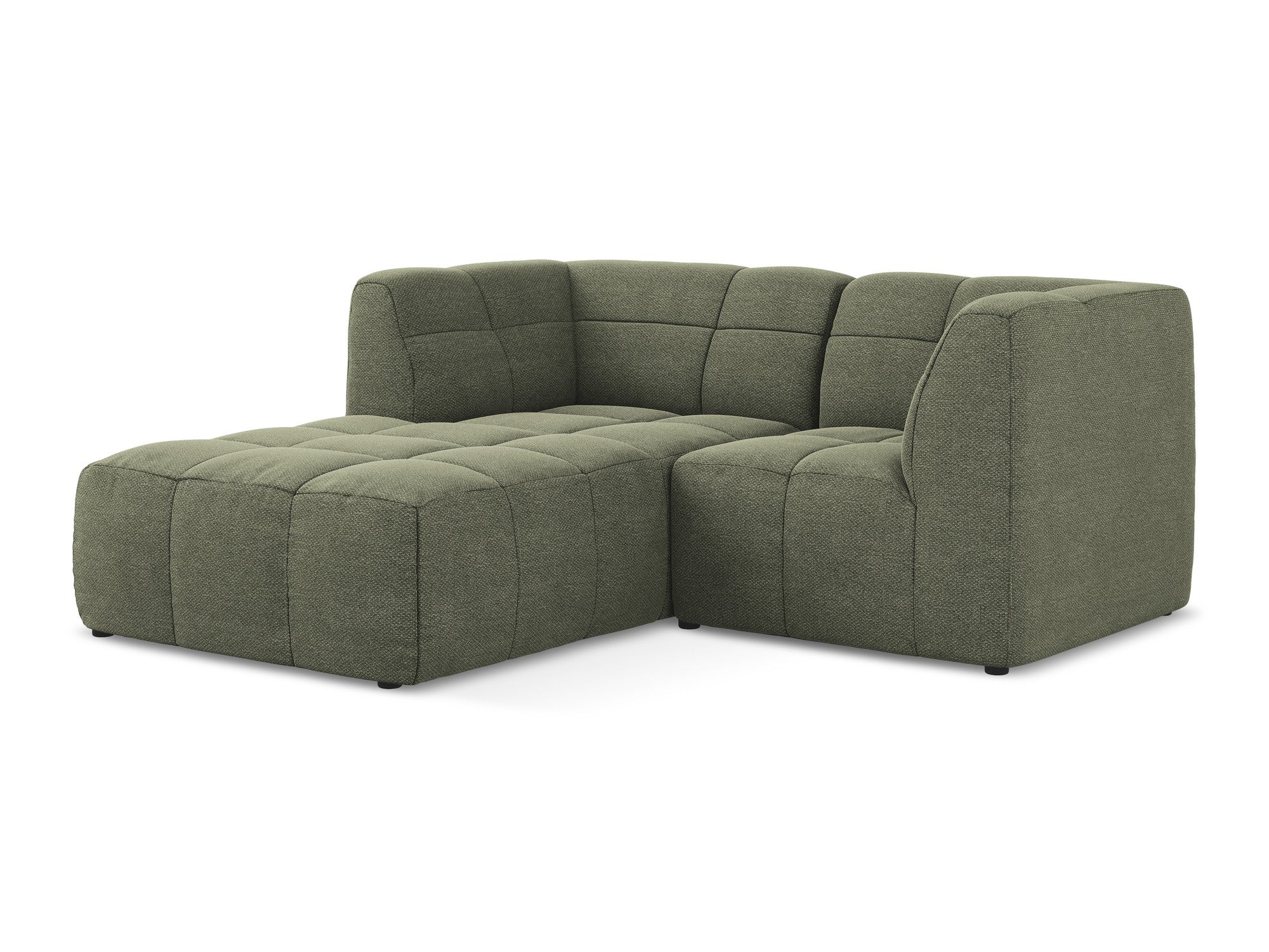 Left-facing modular sofa for 2 people ALOHA olive boucle