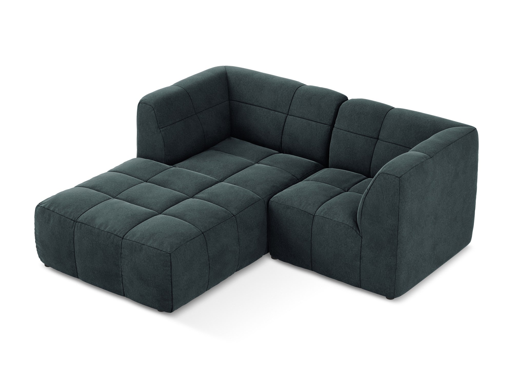 Left-facing velvet modular sofa for 2 people ALOHA in sea green