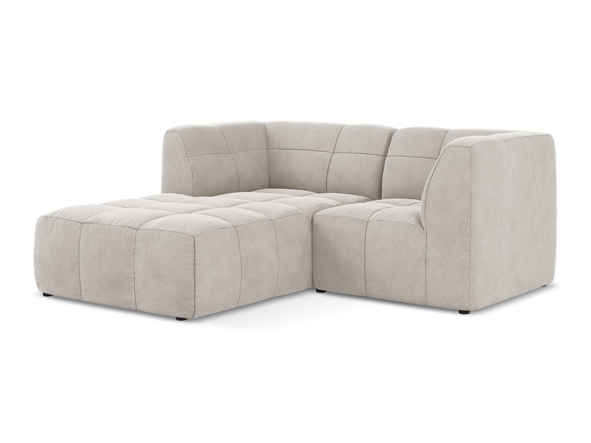 Left-facing velvet modular sofa for 2 people ALOHA in light beige