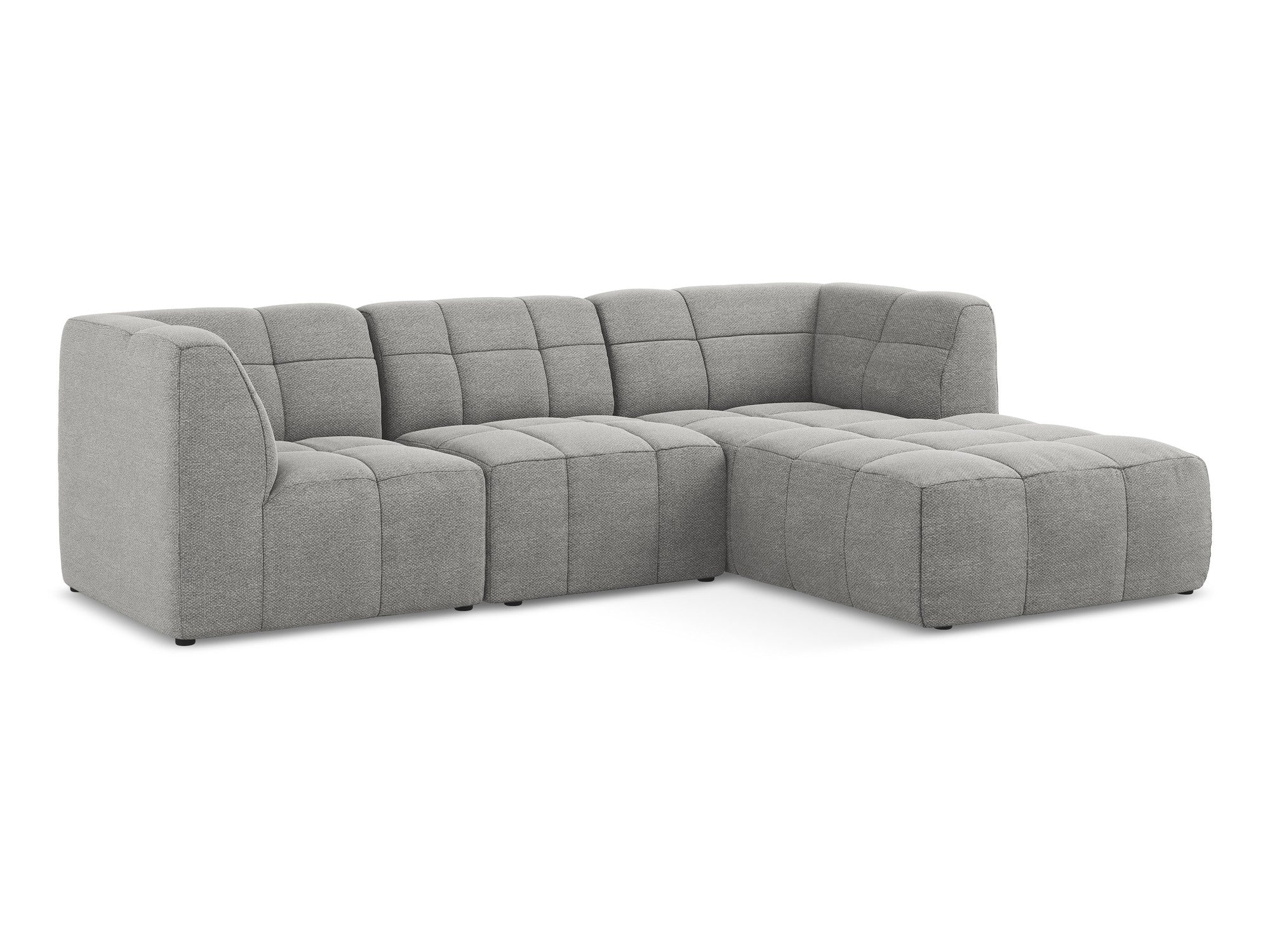 Right-facing modular sofa 3-seater ALOHA light gray boucle