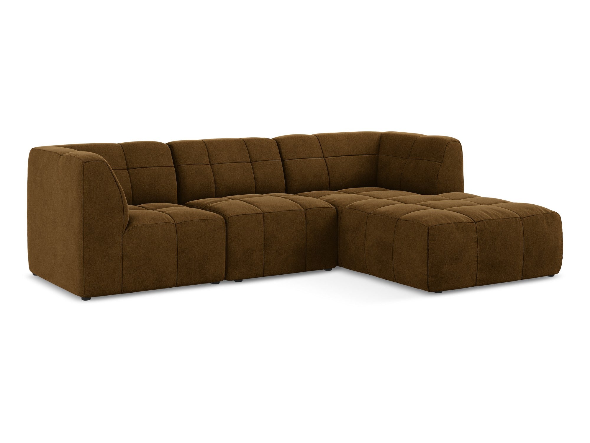 Mustard Right-Handed Velvet Modular Sofa for 3 People ALOHA