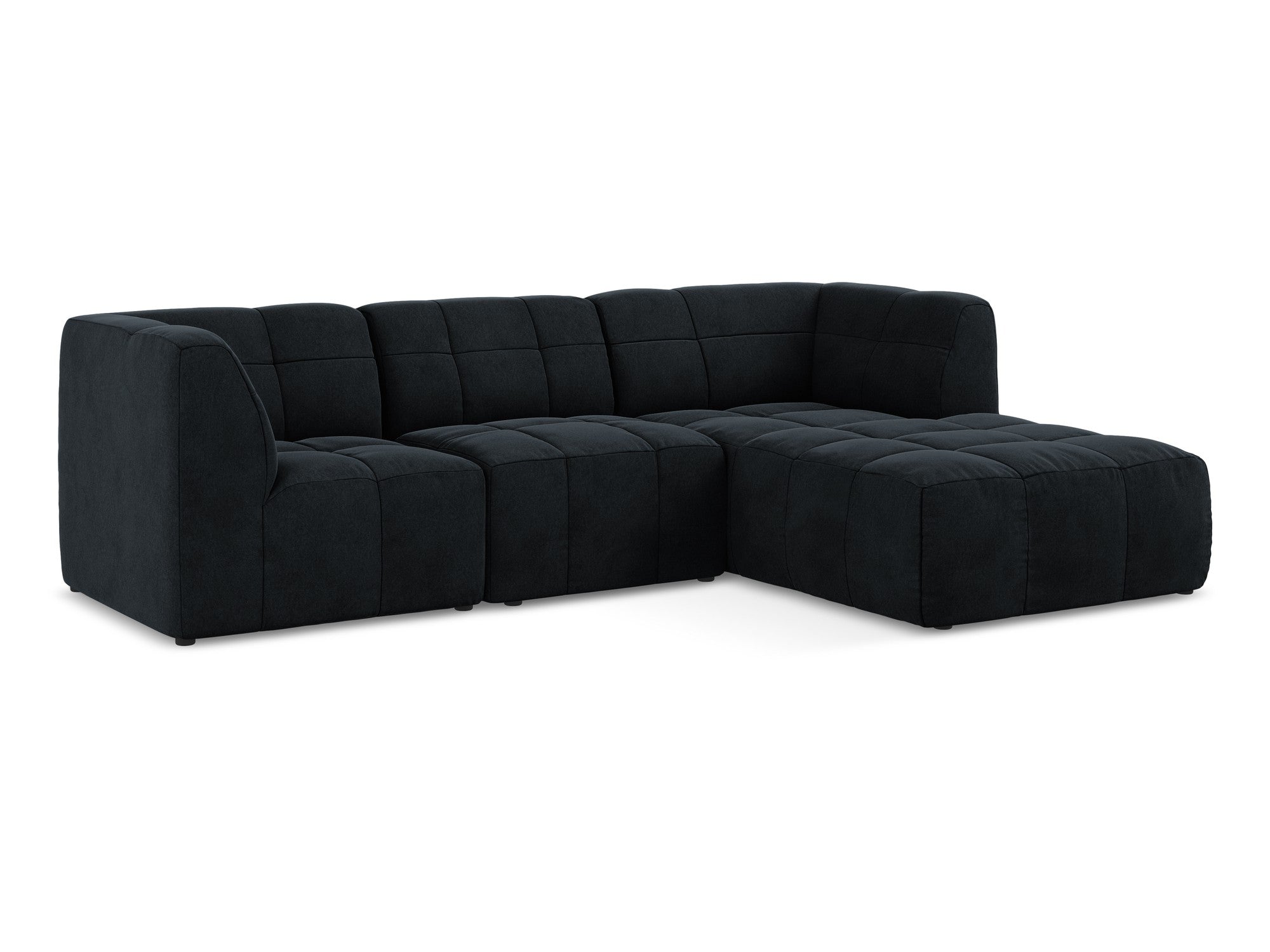 Right-facing velvet modular sofa for 3 people ALOHA in royal blue