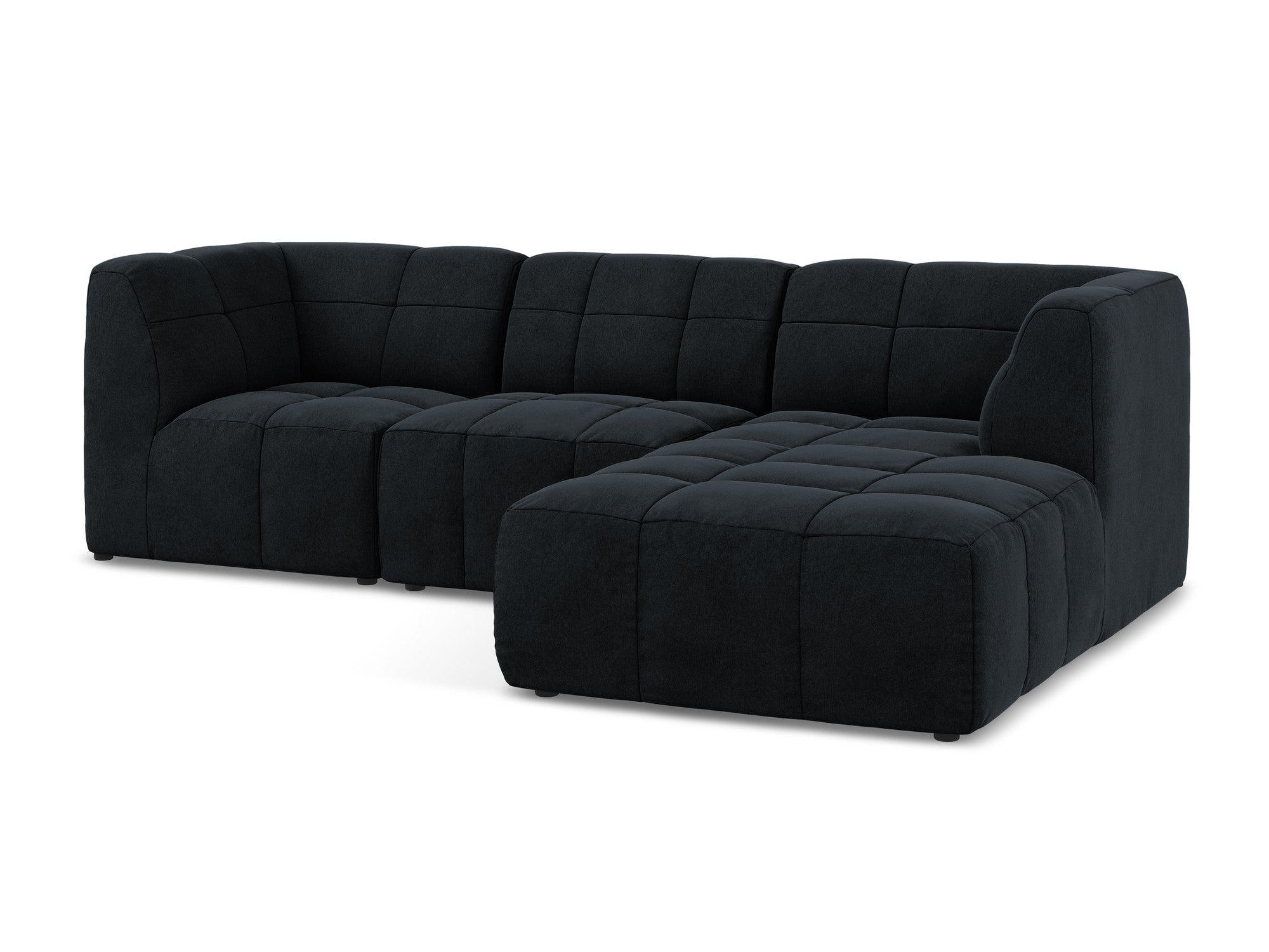 Right-facing velvet modular sofa for 3 people ALOHA in royal blue