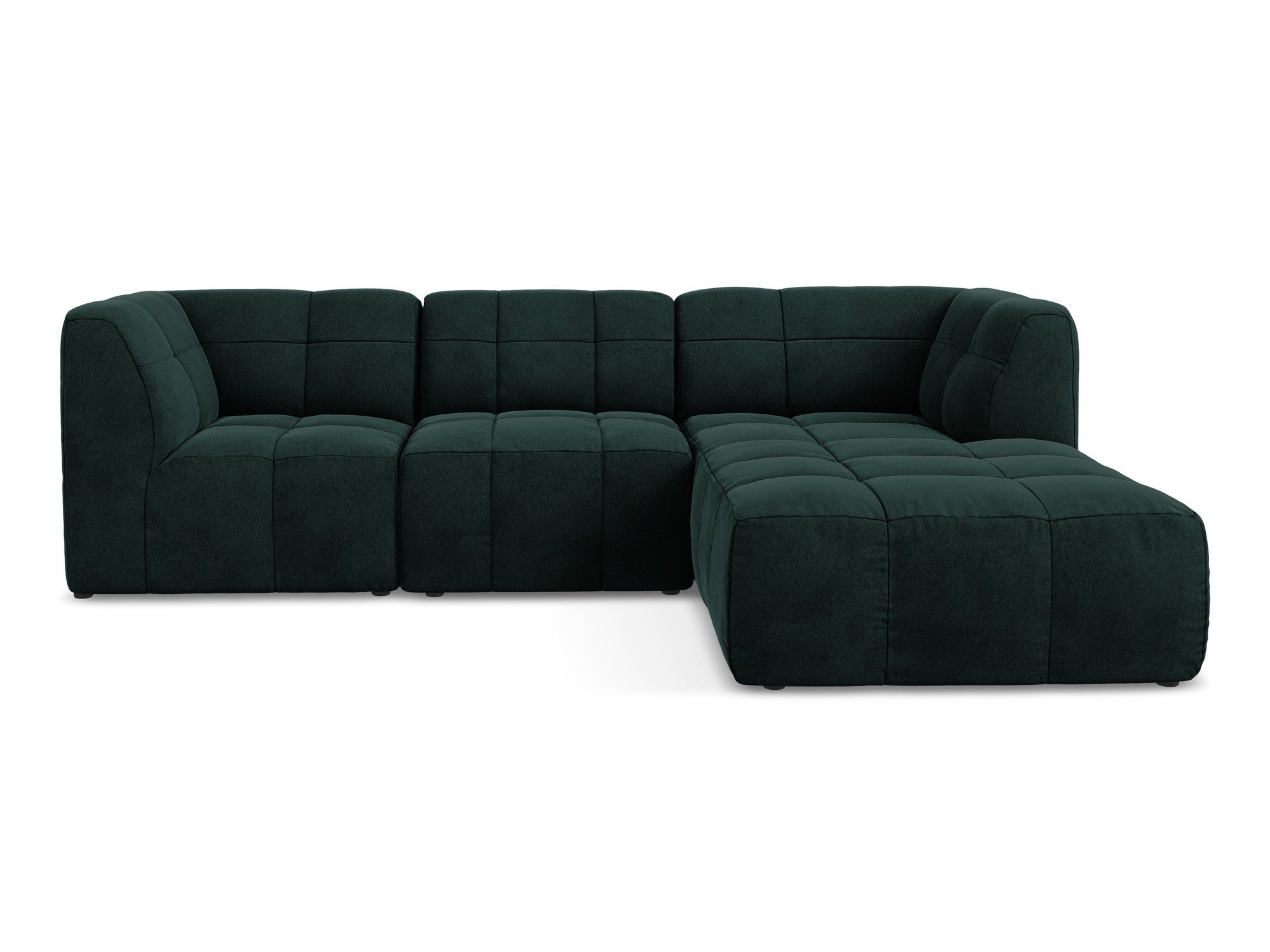 Right-facing velvet modular sofa for 3 people ALOHA in gray-green