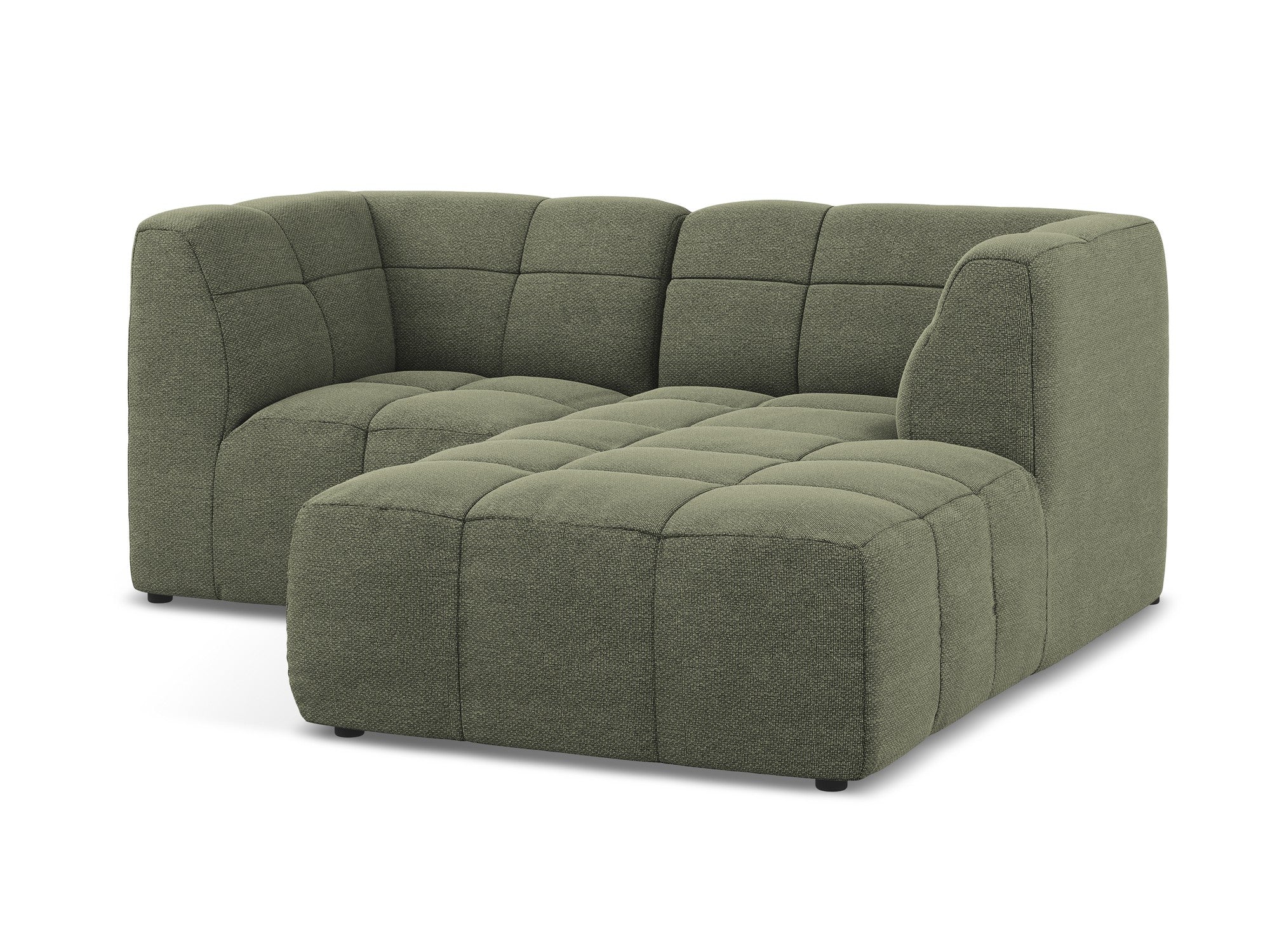 Right-facing modular sofa for 2 people ALOHA olive boucle